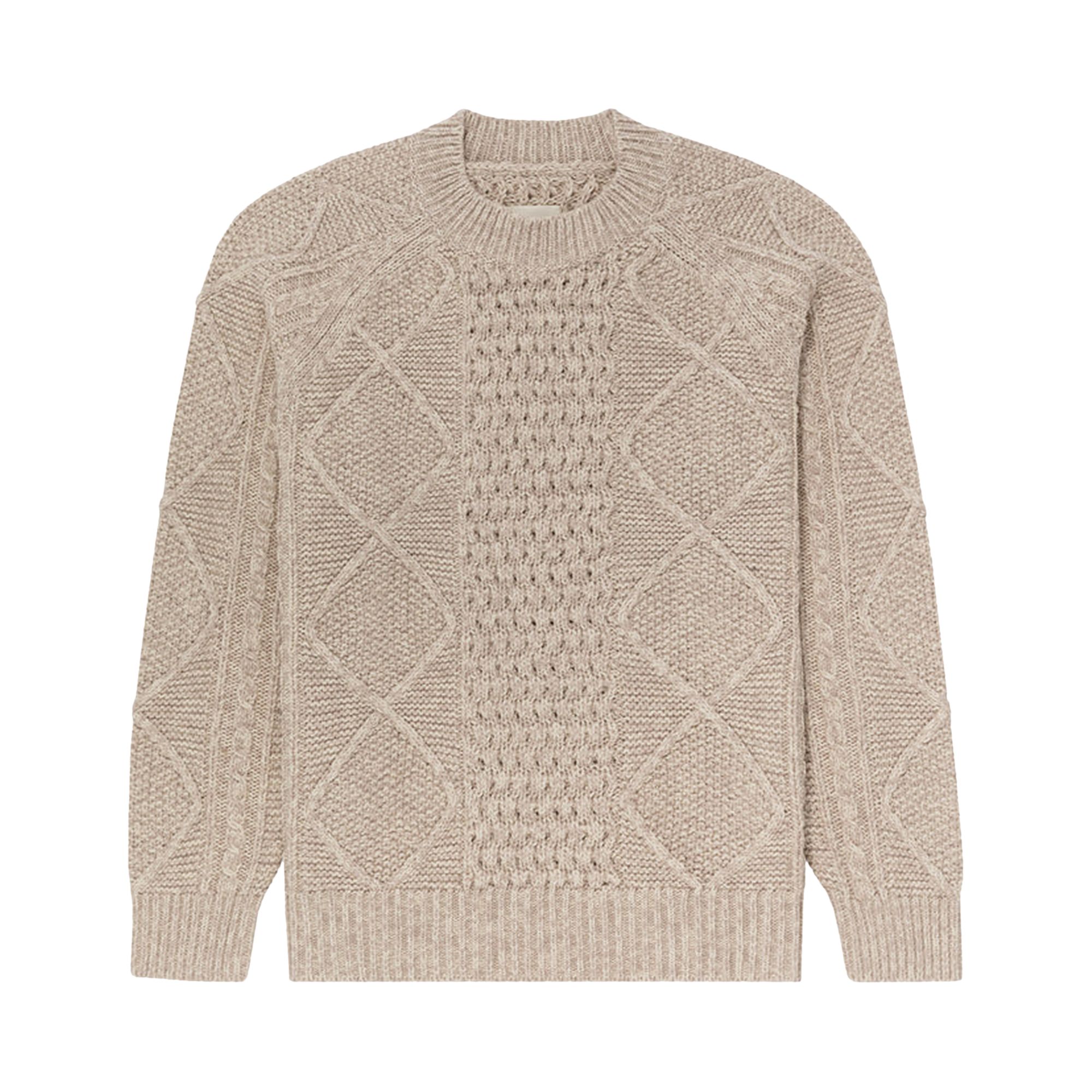 Pre-owned Aimé Leon Dore Cable Crewneck Sweater 'oatmeal' | Tan | Men's Size Xl In Brown