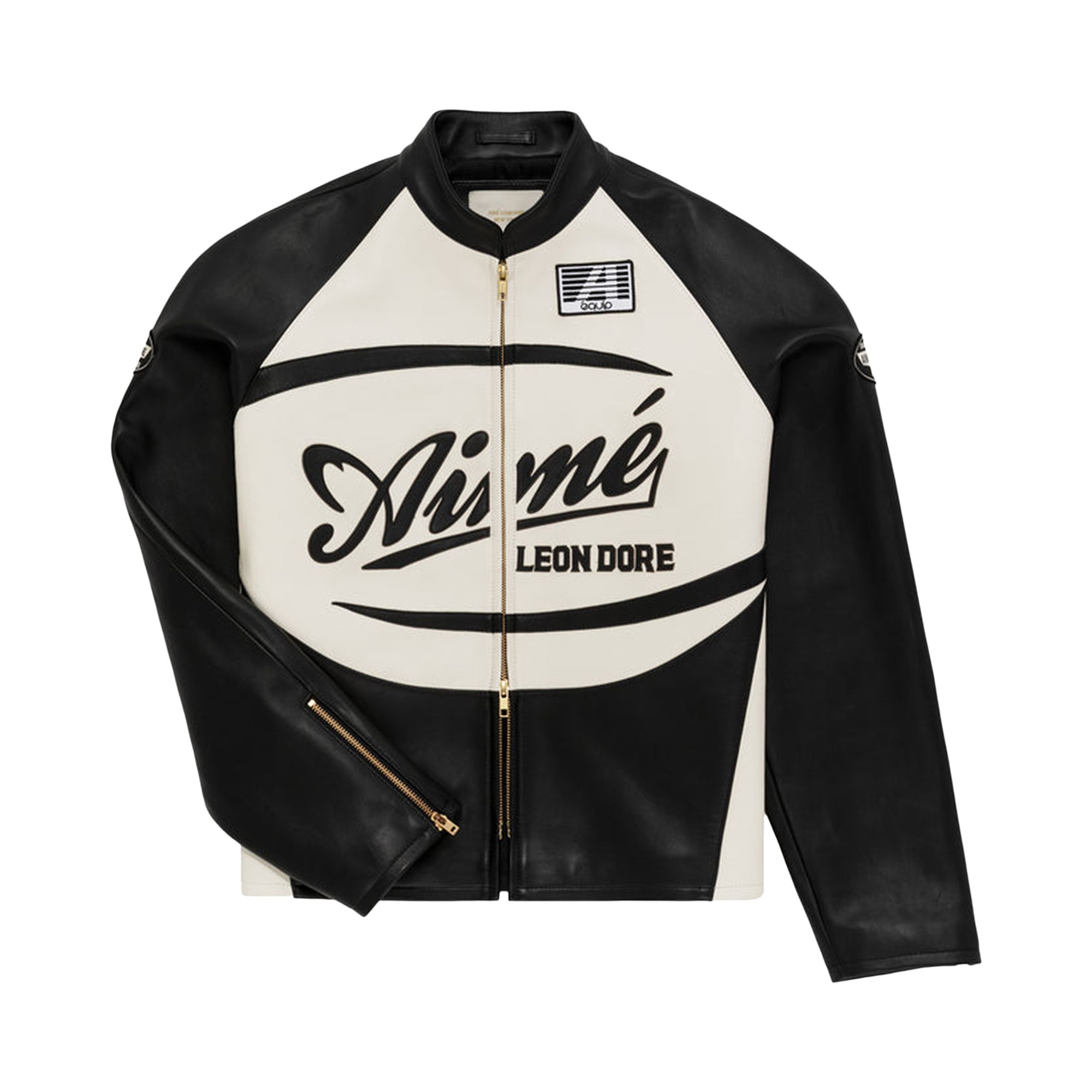 Pre-owned Aimé Leon Dore Leather Café Racer Jacket 'jet Black' | Men's Size L