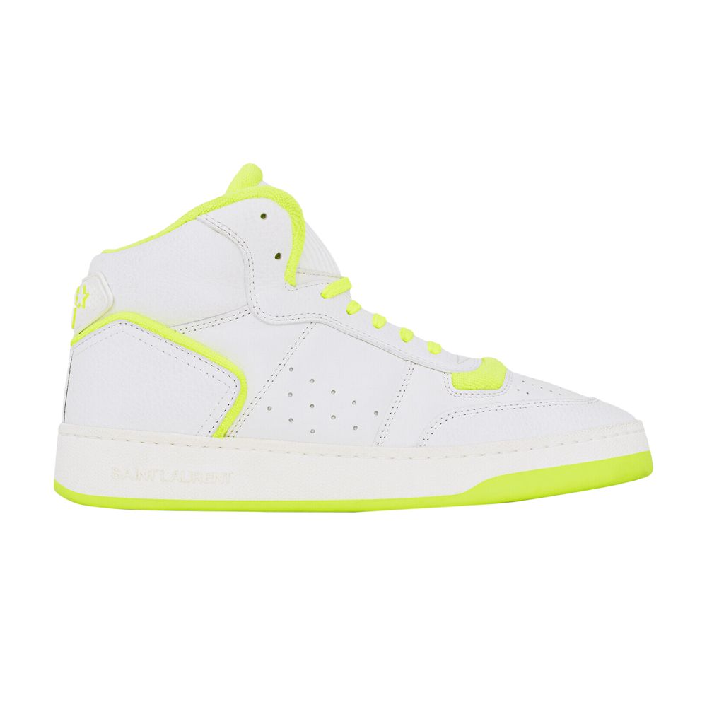 Pre-owned Saint Laurent Wmns Sl-80 Mid 'optical White Fluo Yellow' | Women's Size 38.5