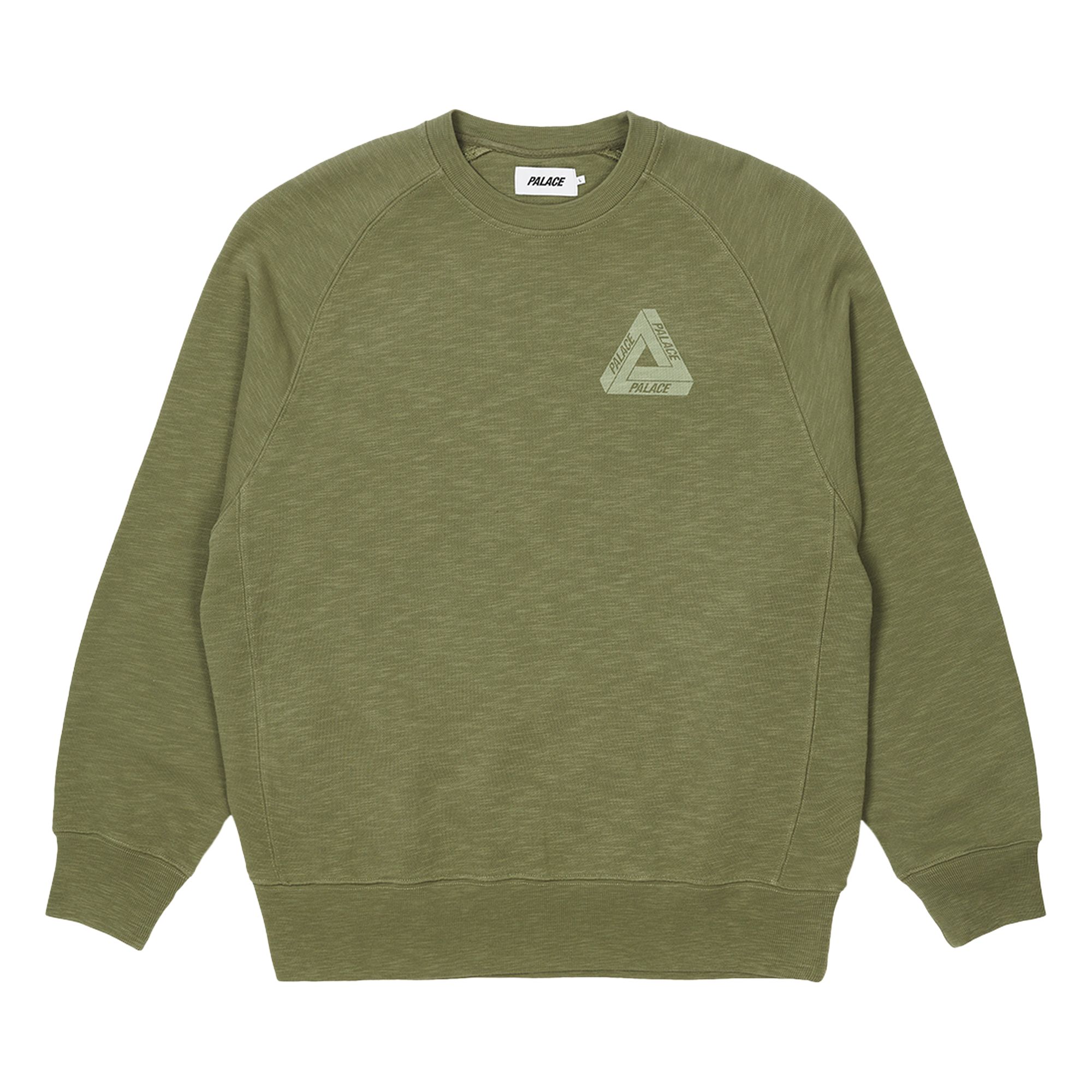 Pre-owned Palace Tri-ferg Slub Crew 'olive' In Green