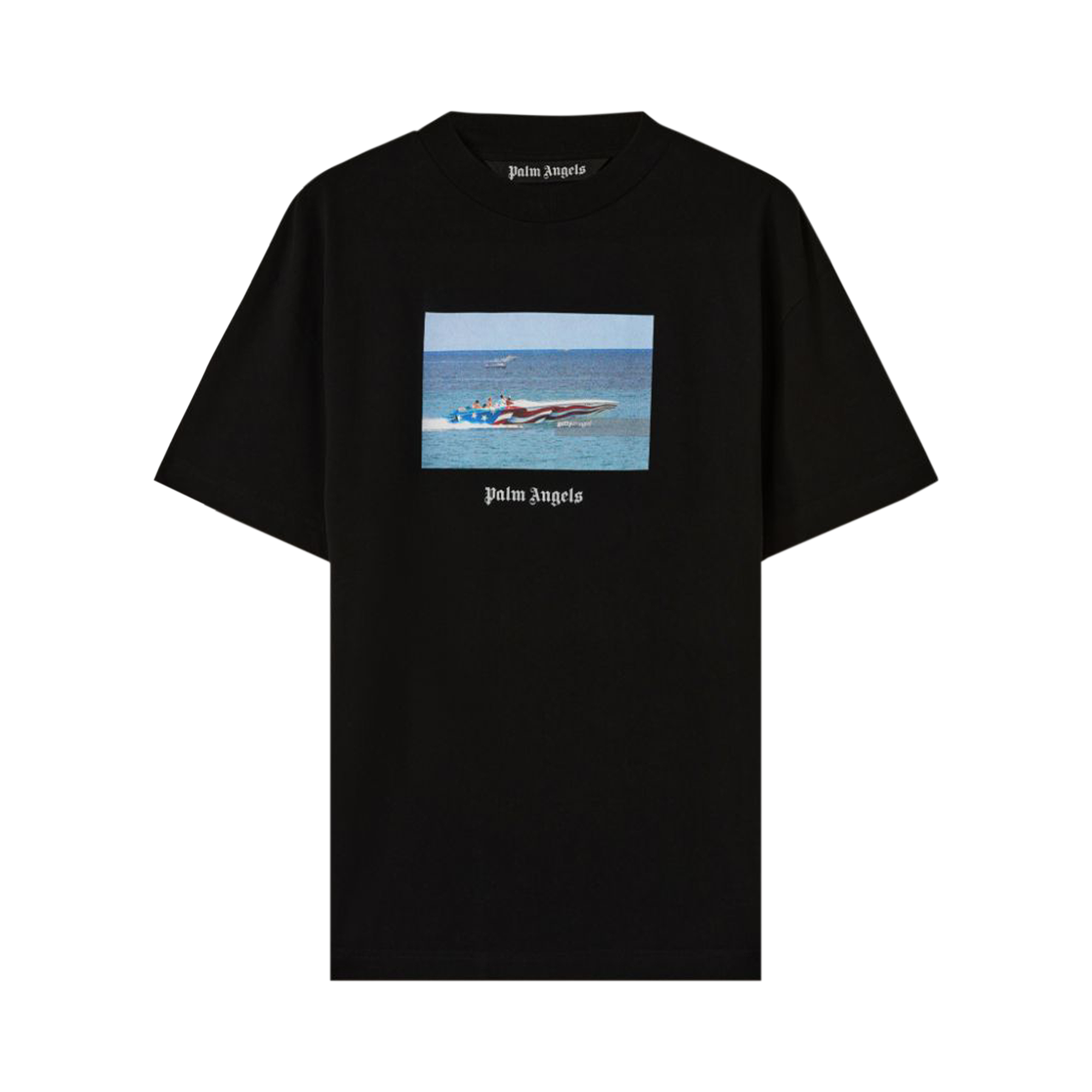 Pre-owned Palm Angels Getty Speedboat Tee 'black/white'