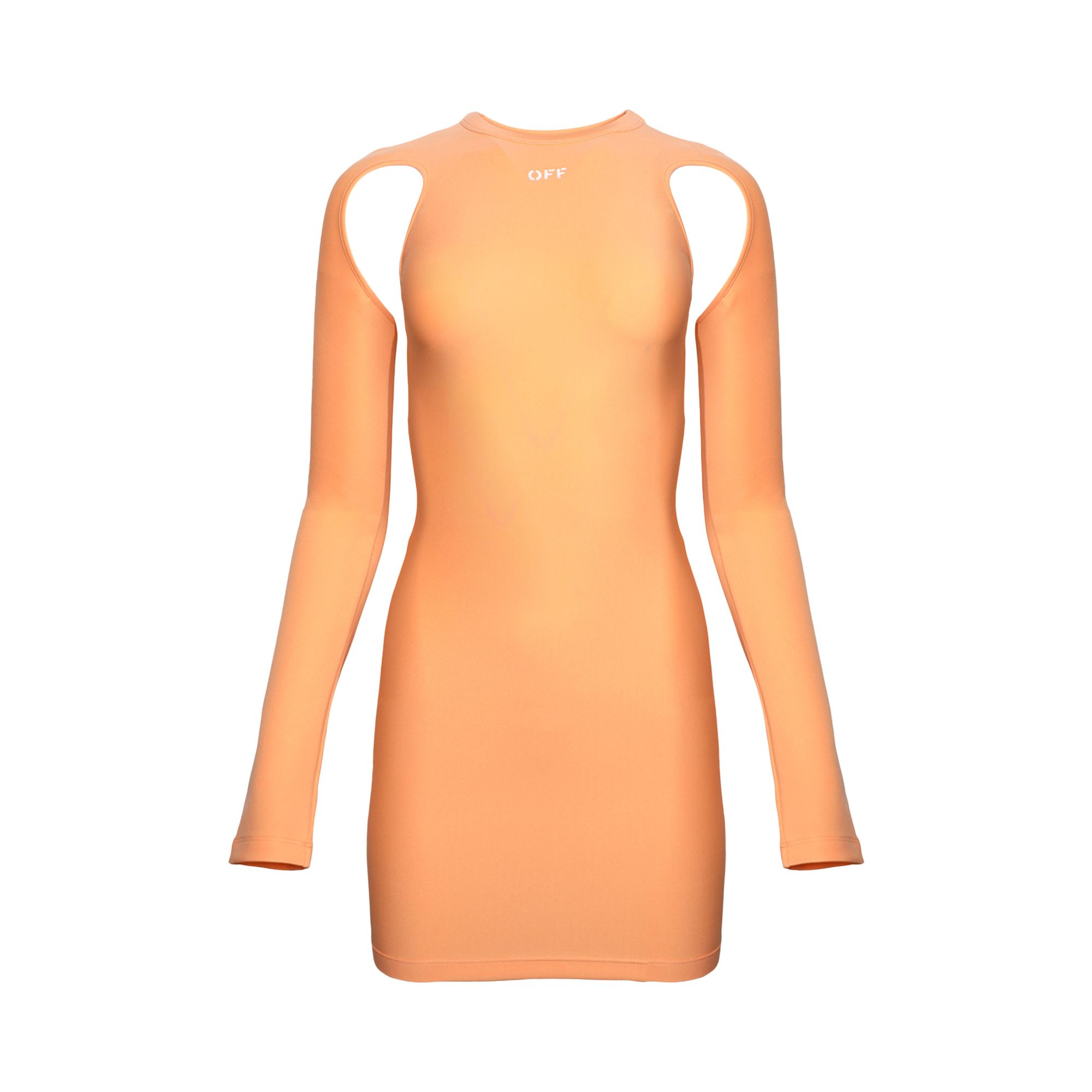 Pre-owned Off-white Sleek Long-sleeve Mini Dress 'peach Orange' | Women's Size 42