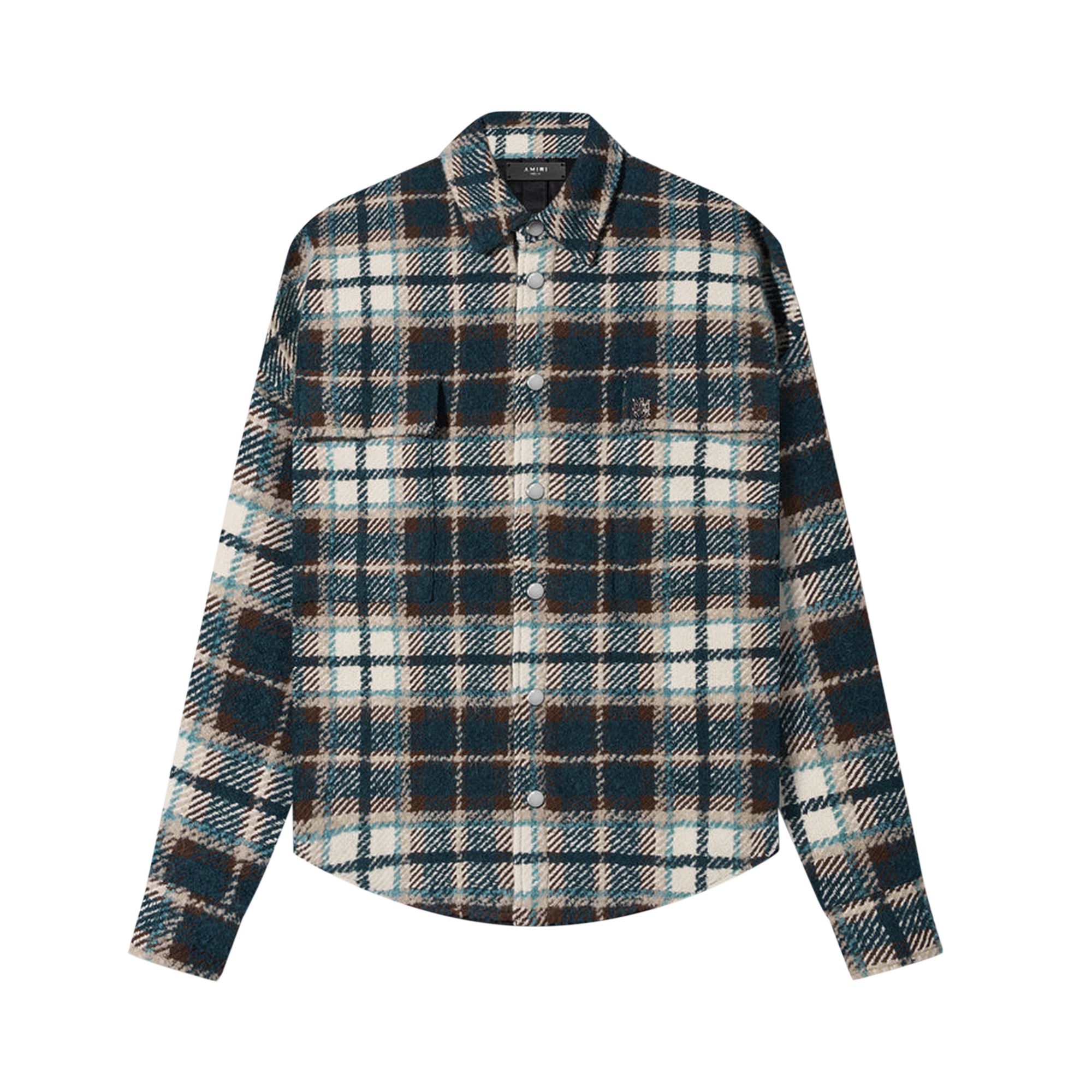 Pre-owned Amiri Plaid Overshirt 'teal' | Blue | Men's Size L