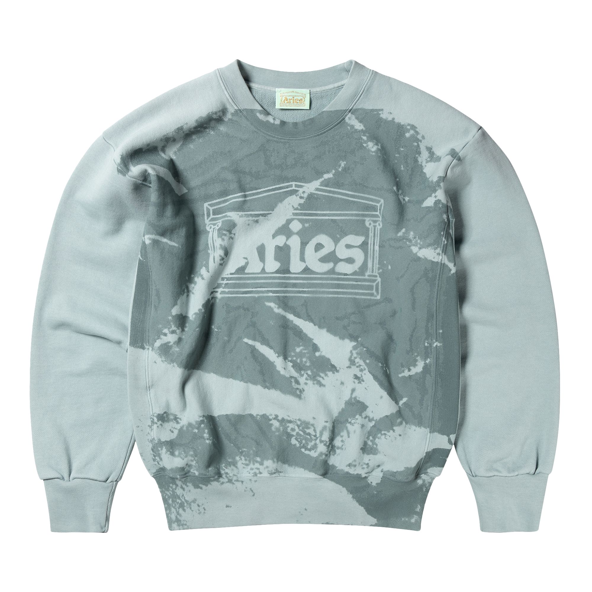 Pre-owned Aries Sunbleached Cross Grain Temple Sweatshirt 'grey/blue'