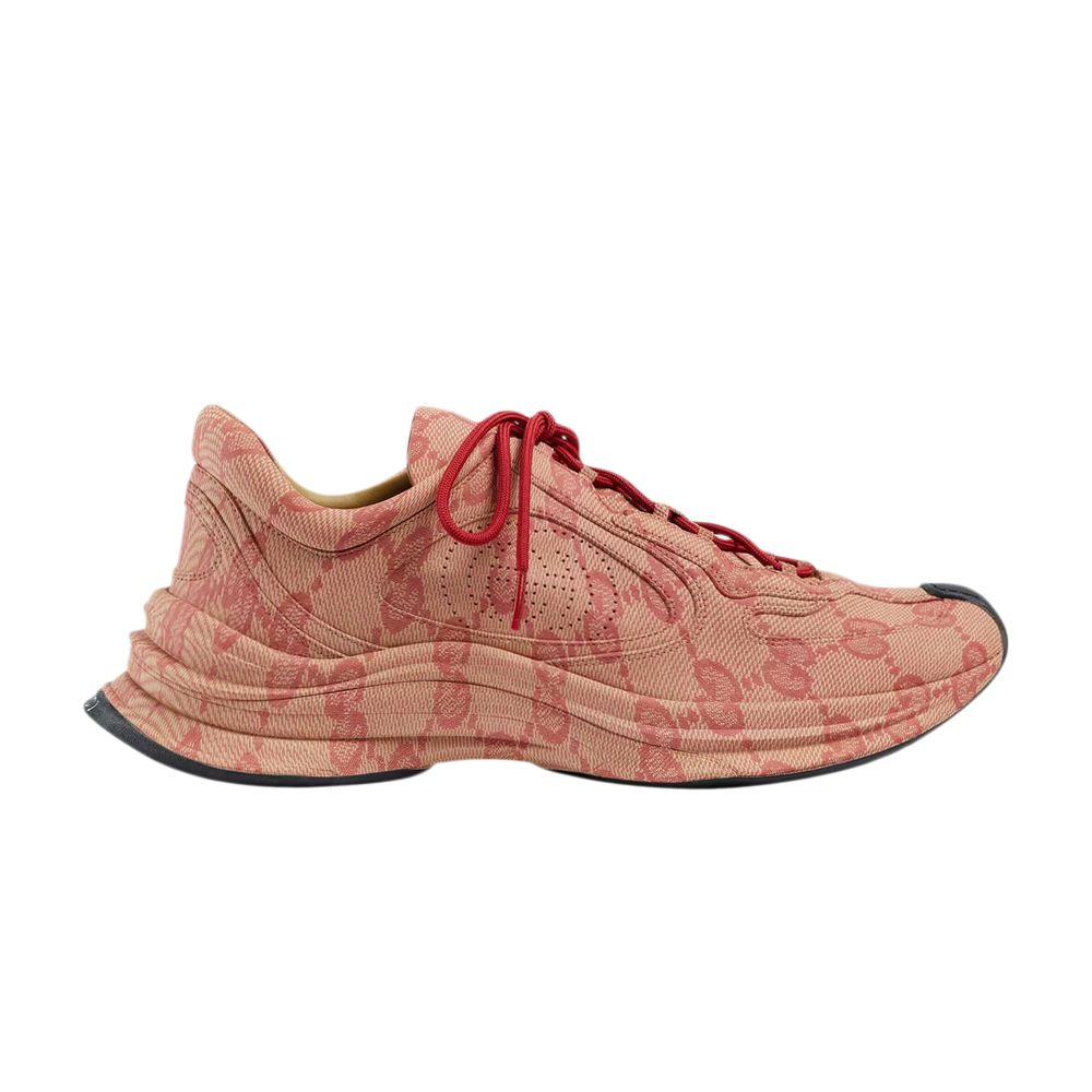 Click to view more detailed imagery on our partner's website Pre-owned Gucci Run Sneaker 'beige Hibiscus Monogram' In Red
