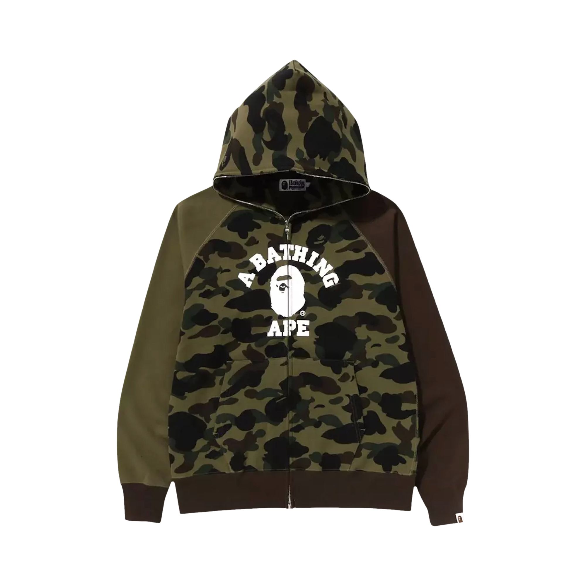 BAPE 1st Camo Crazy College Full Zip Hoodie 'Green' | Men's Size S