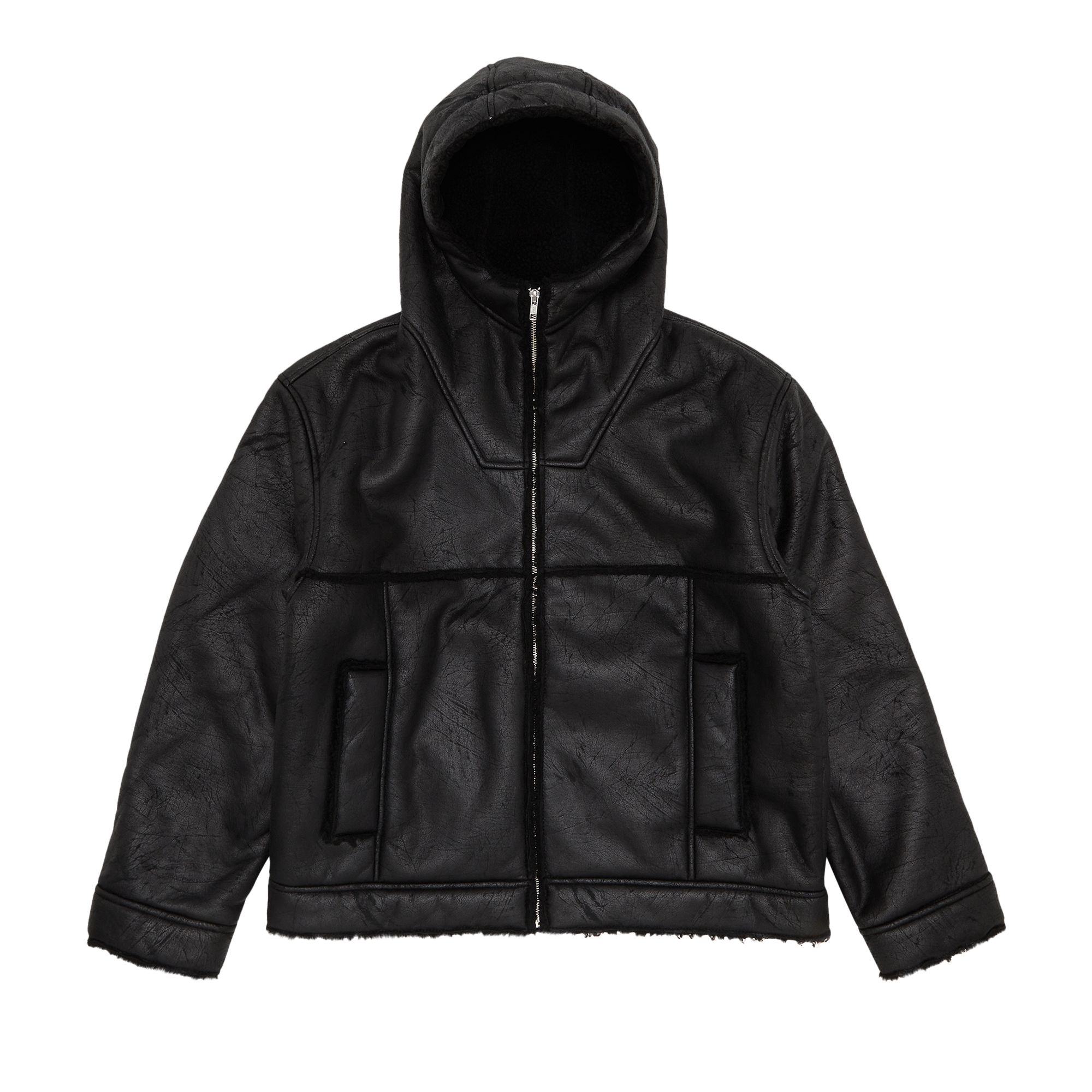 Pre-owned Supreme Faux Shearling Hooded Jacket 'black'
