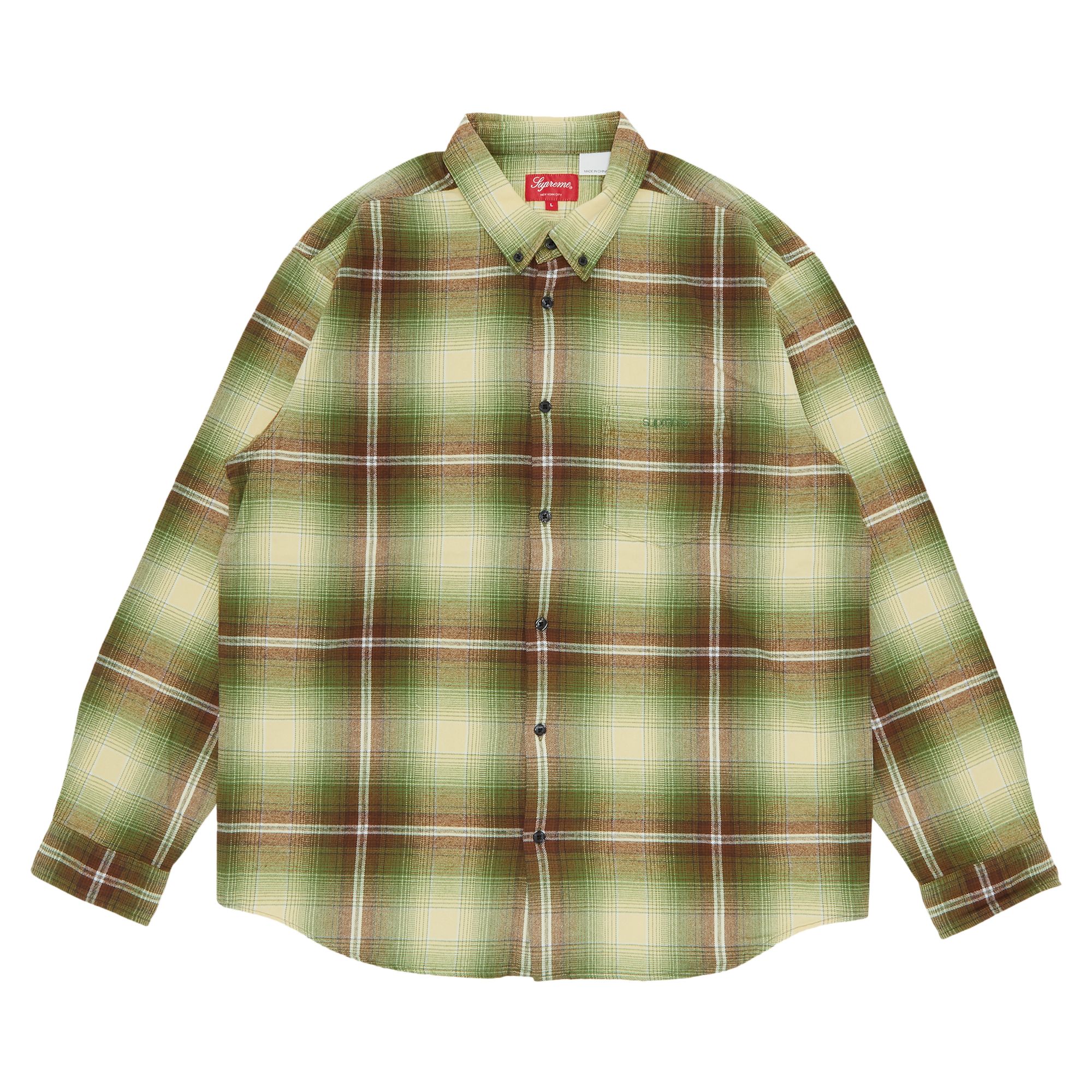 Supreme Shadow Plaid Flannel Shirt 'Green' | Men's Size M