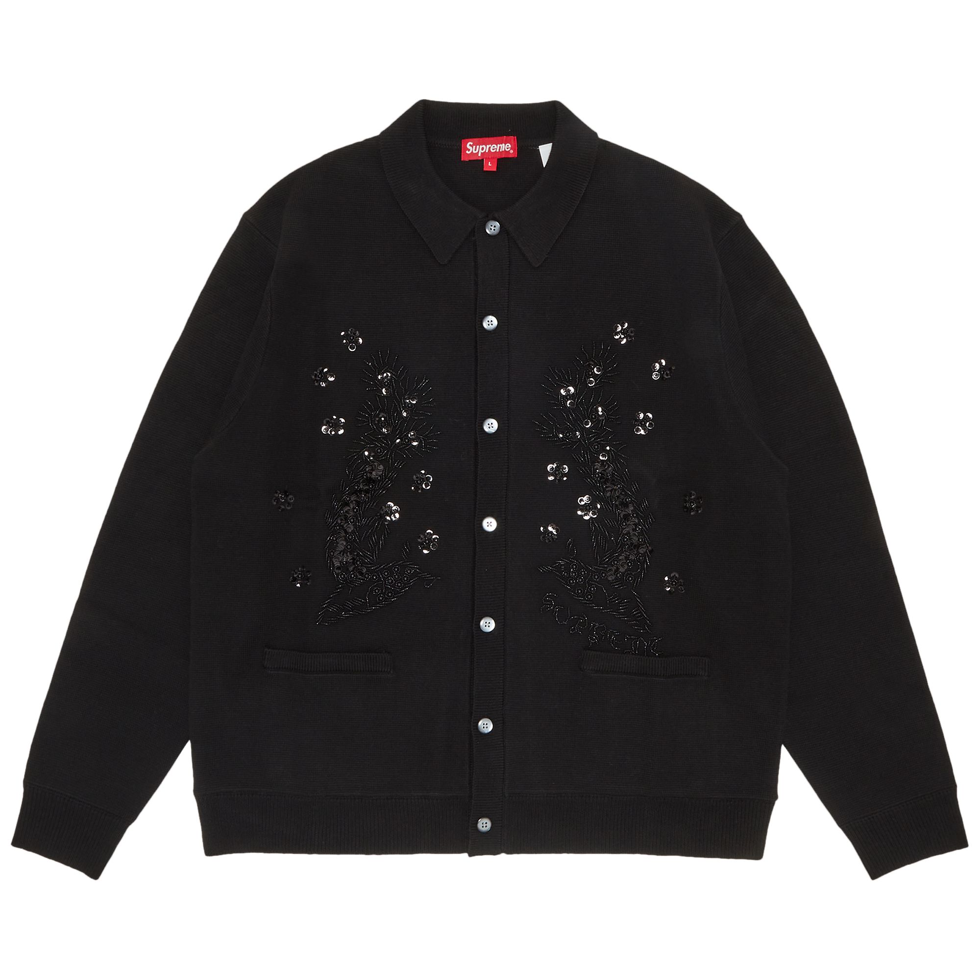 Pre-owned Supreme Beaded Appliqu� Cardigan 'black'