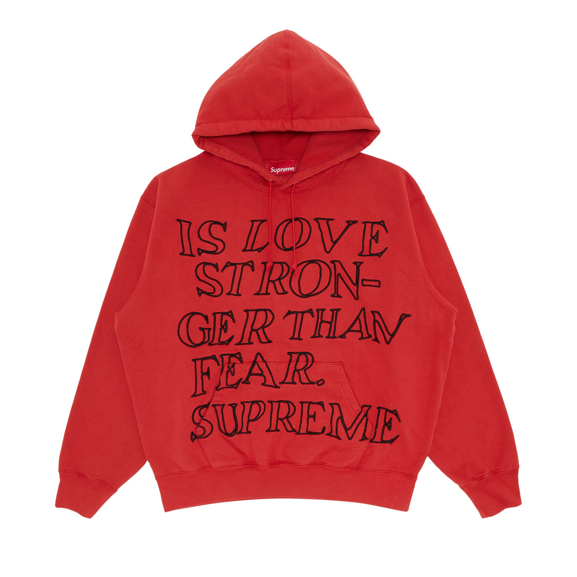 Pre-owned Supreme Stronger Than Fear Hooded Sweatshirt 'burnt Red' | Men's Size M