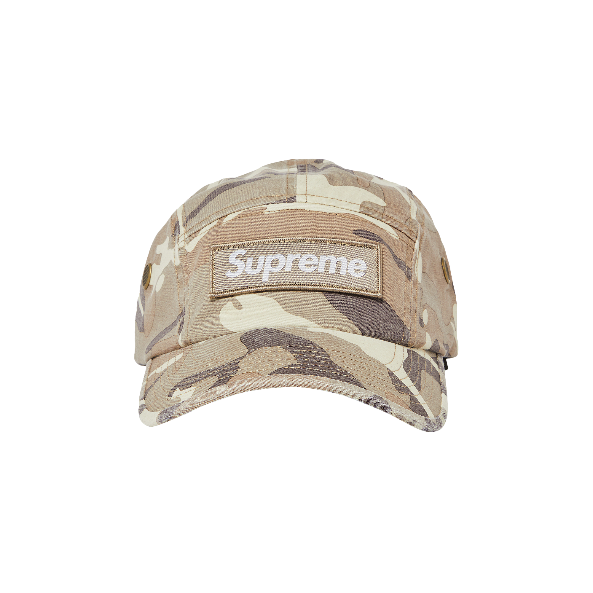 Pre-owned Supreme Military Camp Cap 'stone Camo' In Grey