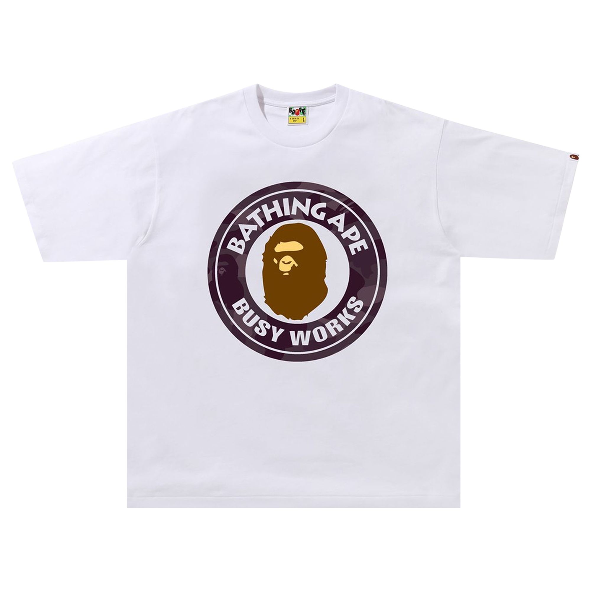 BAPE Color Camo Busy Works Relaxed Tee 'White/Burgundy' | Men's Size L