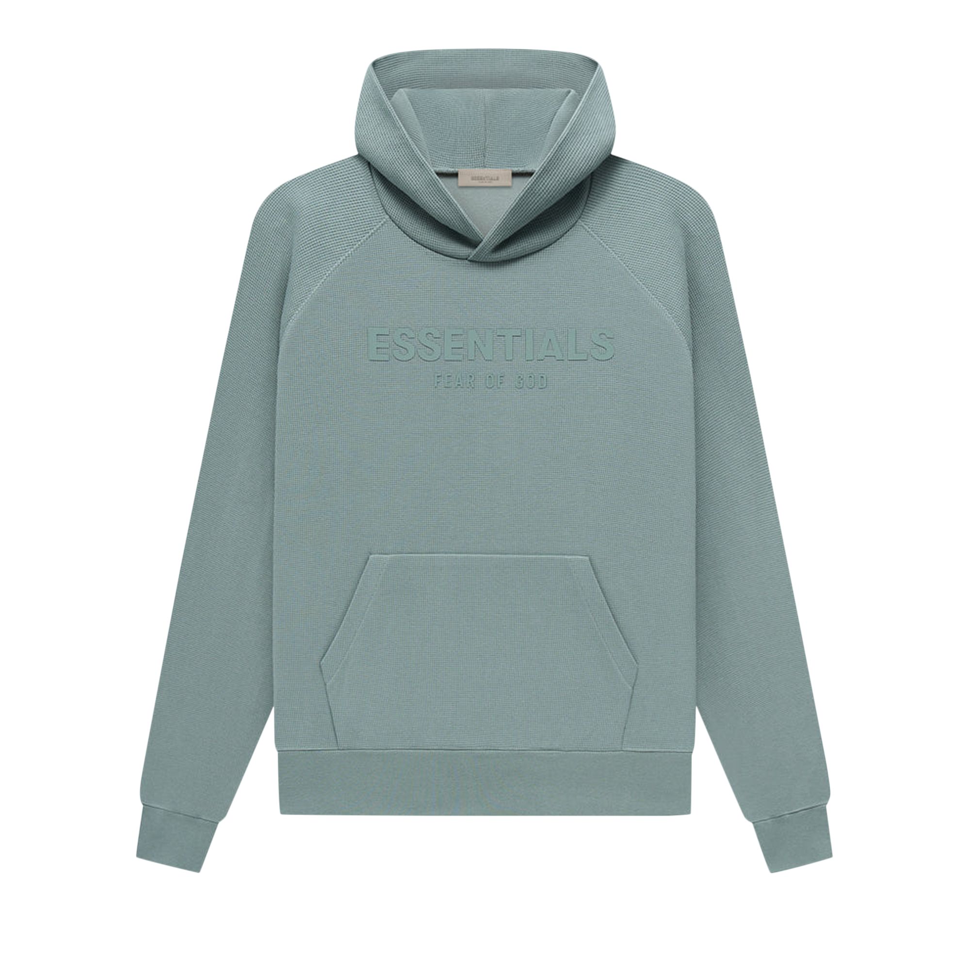 Pre-owned Essentials Fear Of God Waffle Raglan Hoodie 'sycamore' In Green
