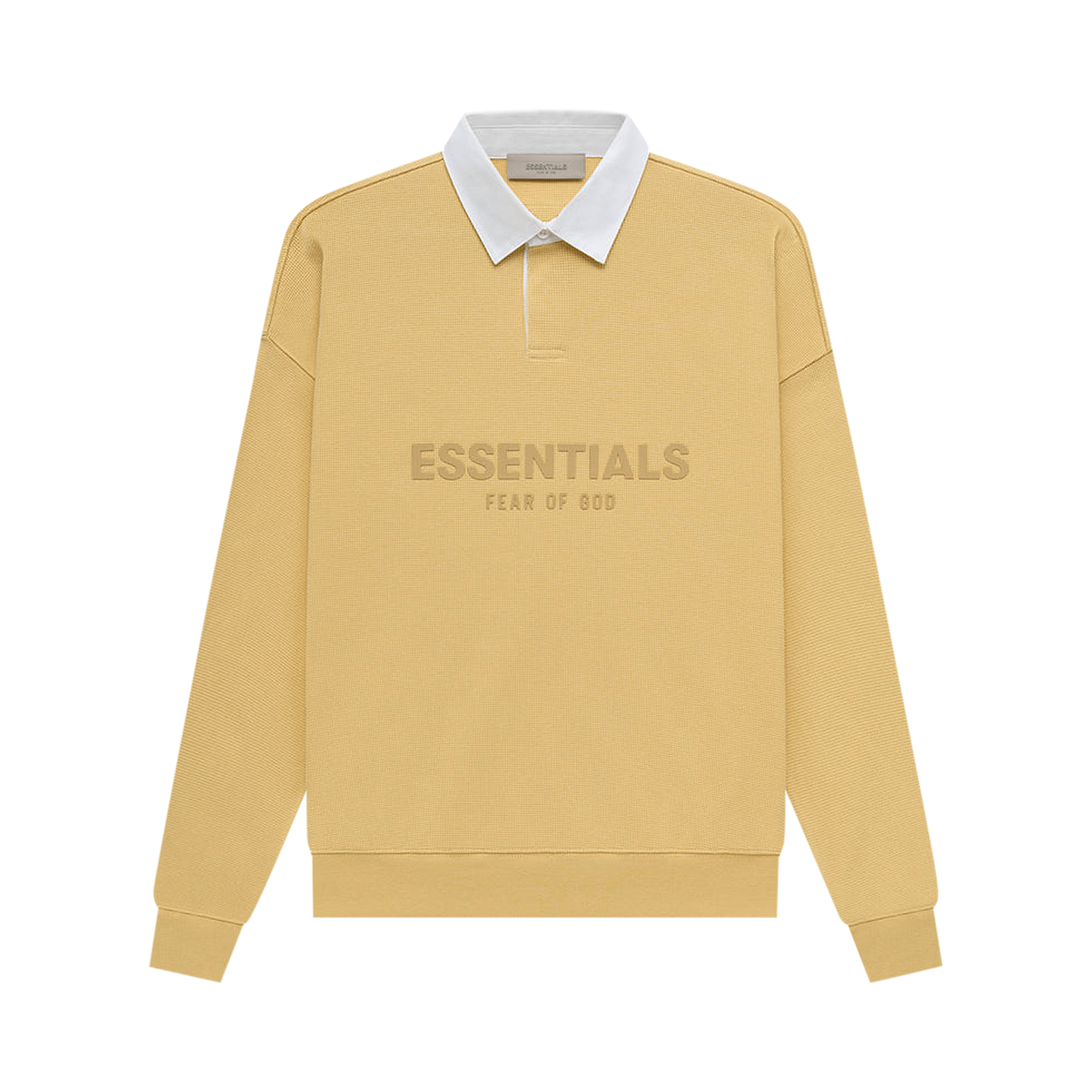 Pre-owned Essentials Fear Of God  Waffle Henley Rugby 'light Tuscan' In Yellow