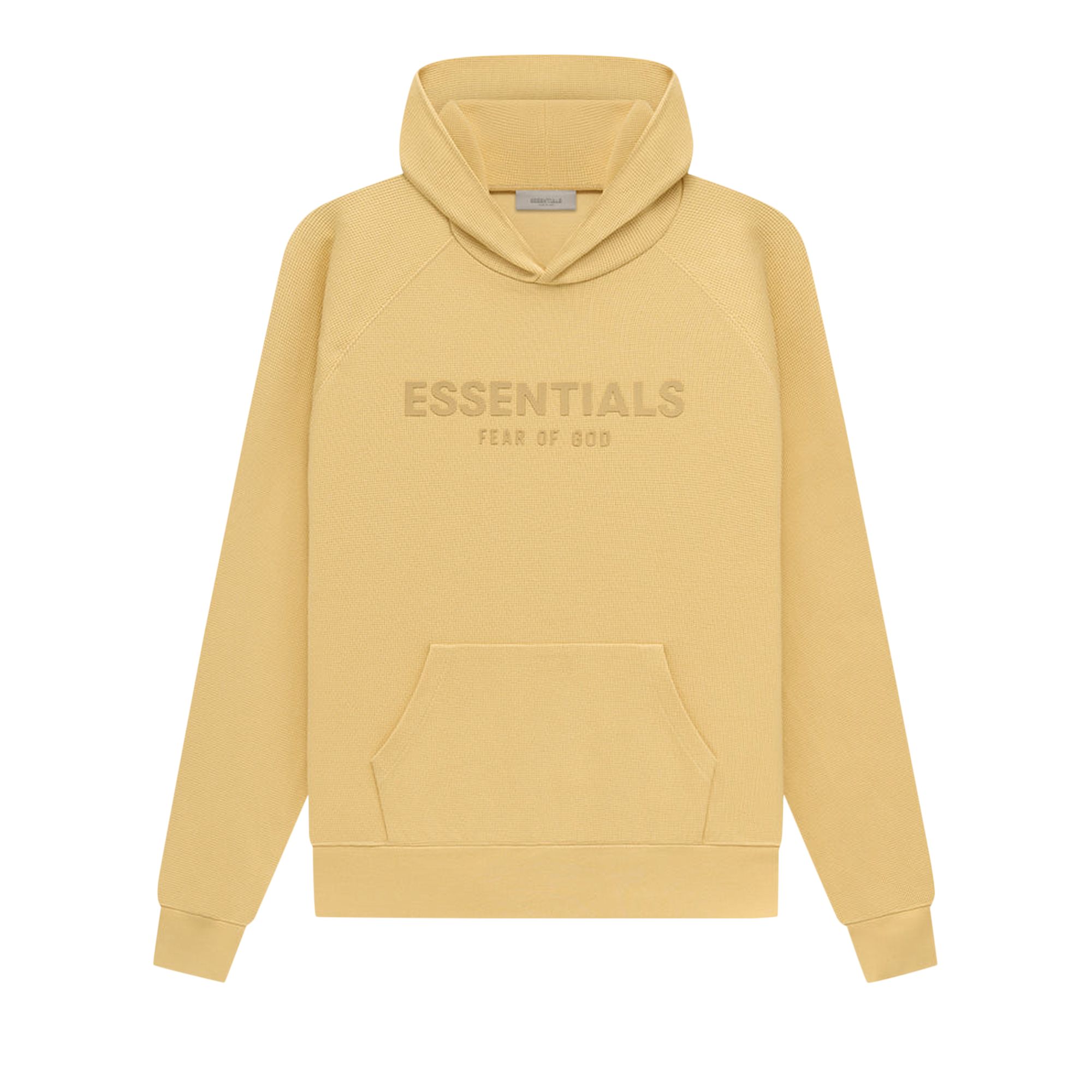 Pre-owned Essentials Fear Of God Waffle Raglan Hoodie 'light Tuscan' In Yellow