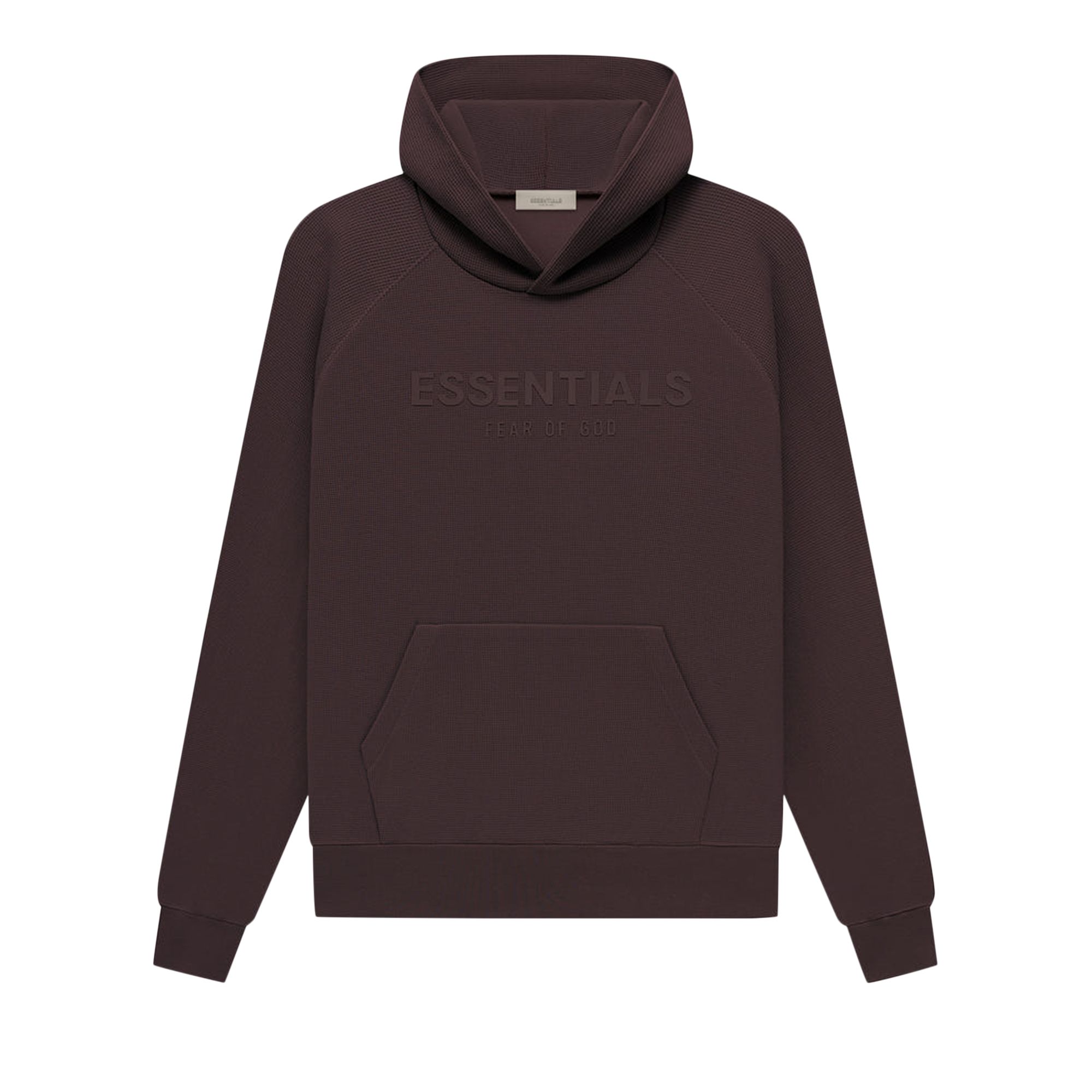 Pre-owned Essentials Fear Of God Waffle Raglan Hoodie 'plum' In Brown
