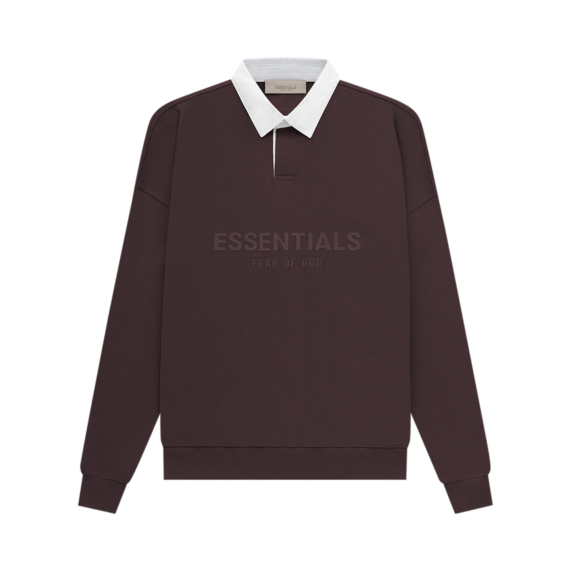 Pre-owned Essentials Fear Of God  Waffle Henley Rugby 'plum' In Brown
