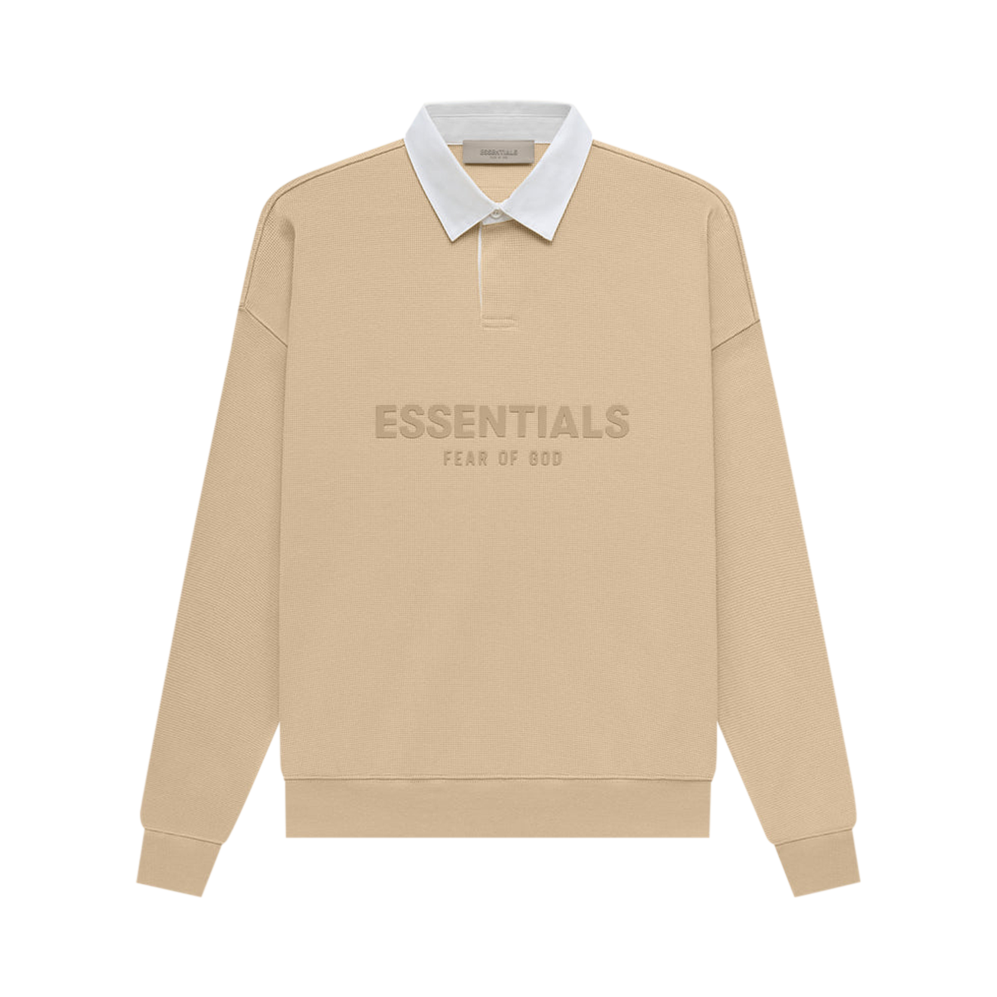Pre-owned Essentials Fear Of God  Waffle Henley Rugby 'sand' In Cream