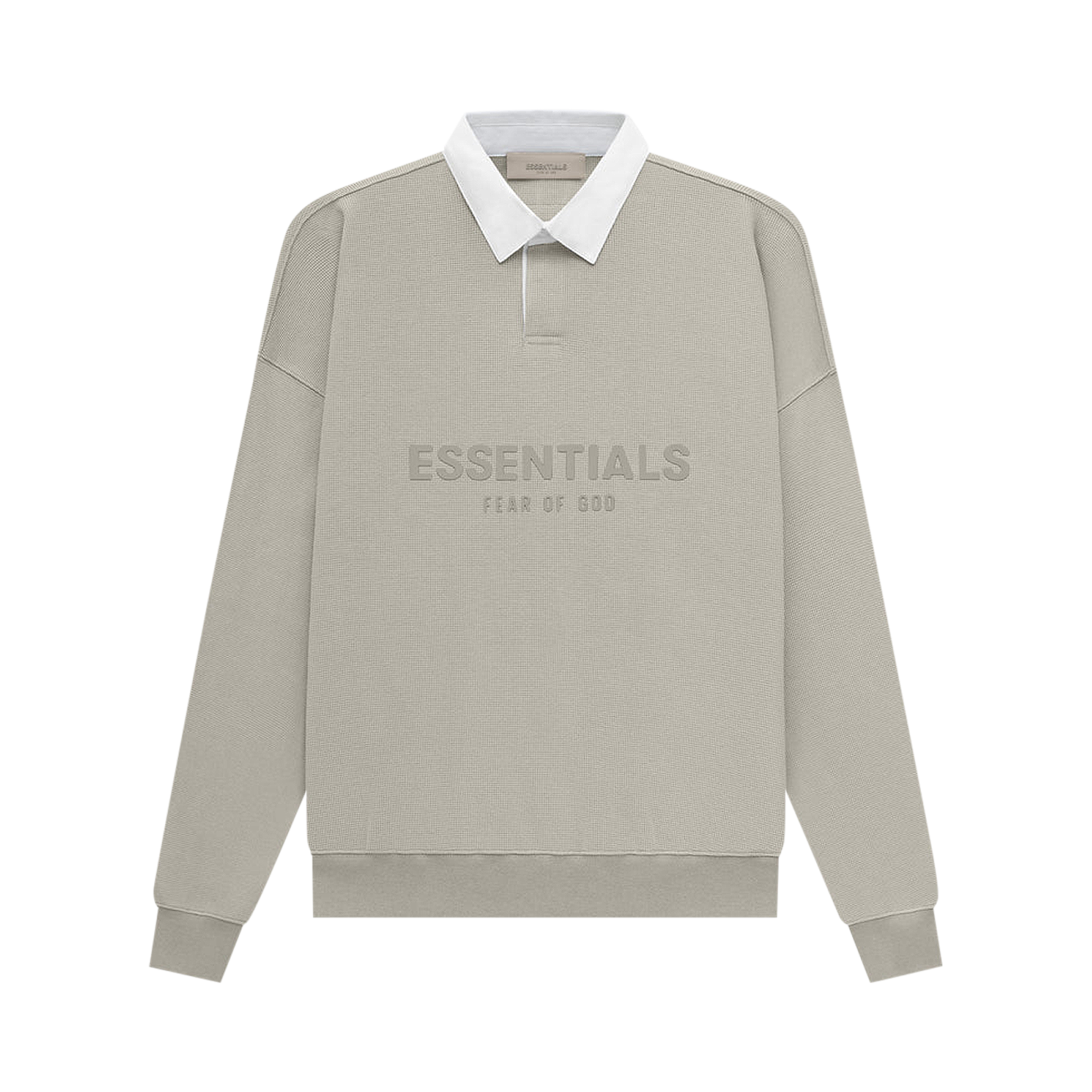 Pre-owned Essentials Fear Of God  Waffle Henley Rugby 'seal' In Grey