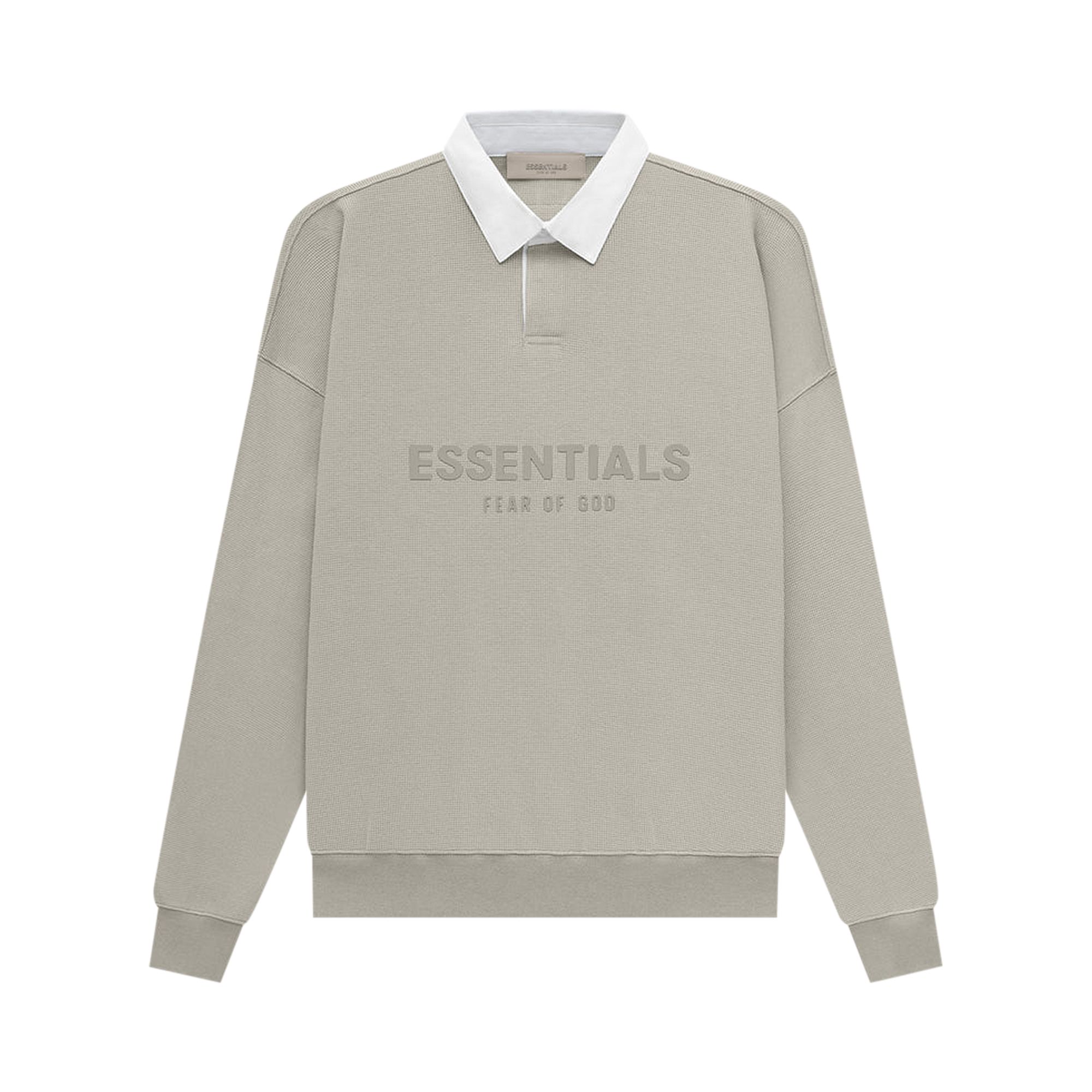 Pre-owned Essentials Fear Of God  Waffle Henley Rugby 'seal' In Grey