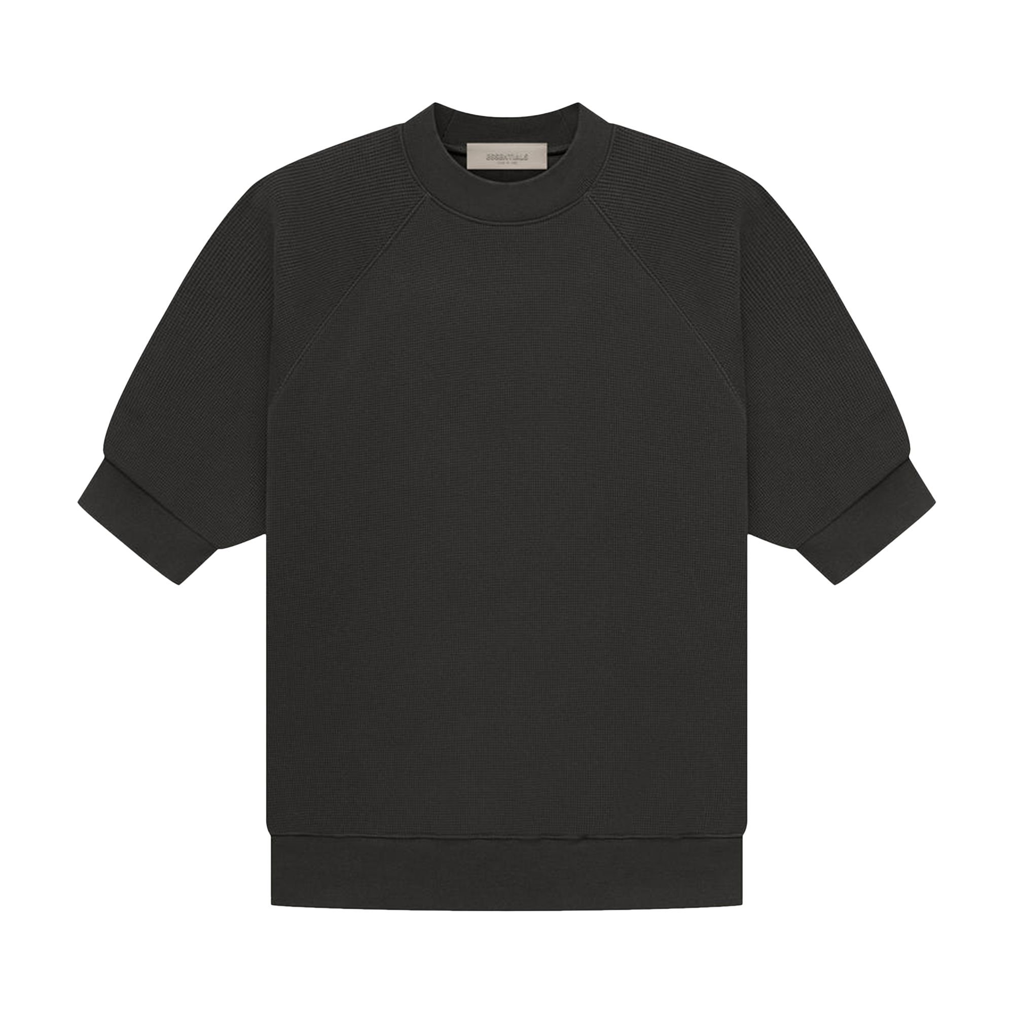 Pre-owned Essentials Fear Of God  Short-sleeve Waffle Sweatshirt 'off Black'