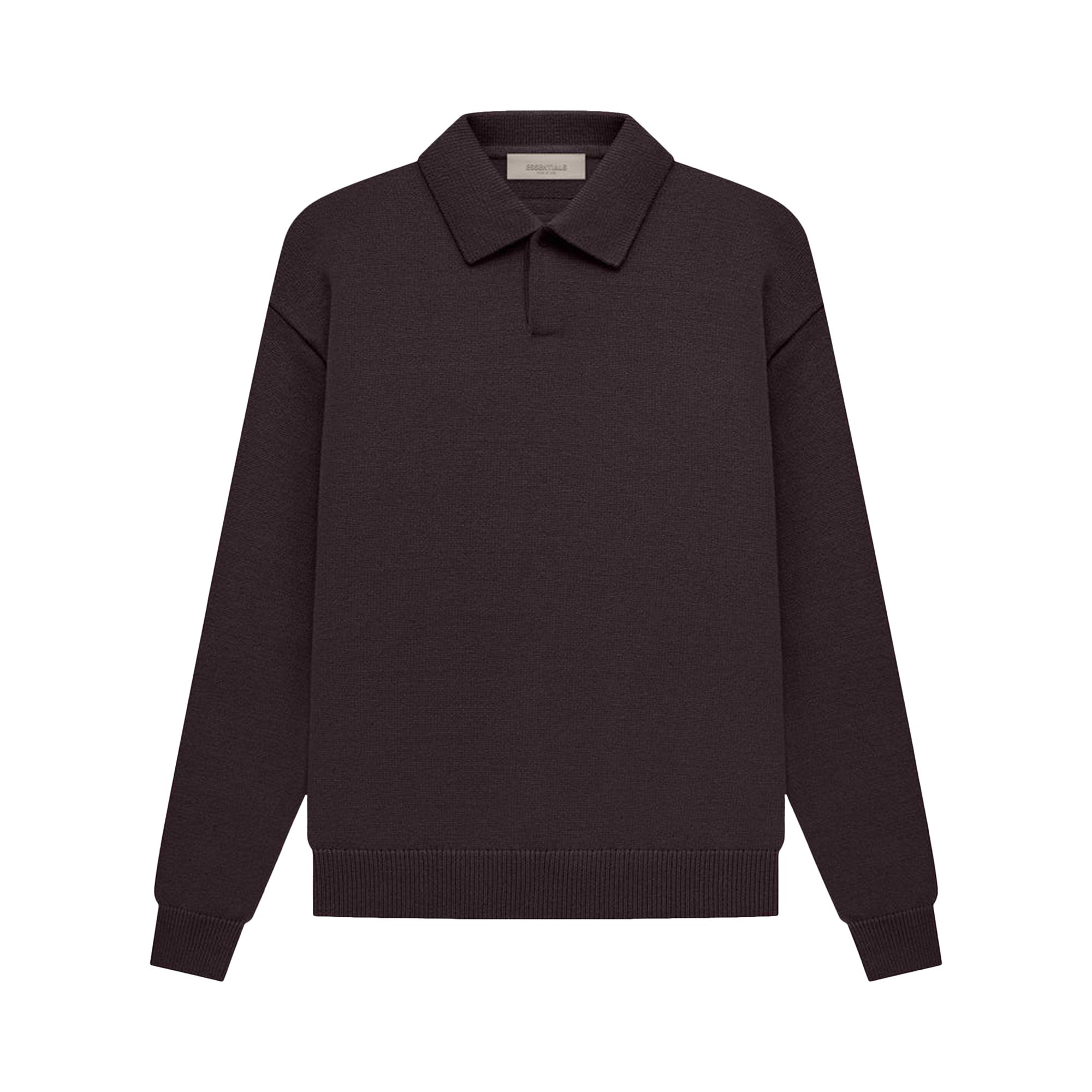 Pre-owned Essentials Fear Of God  Knit Long-sleeve Polo 'plum' In Brown