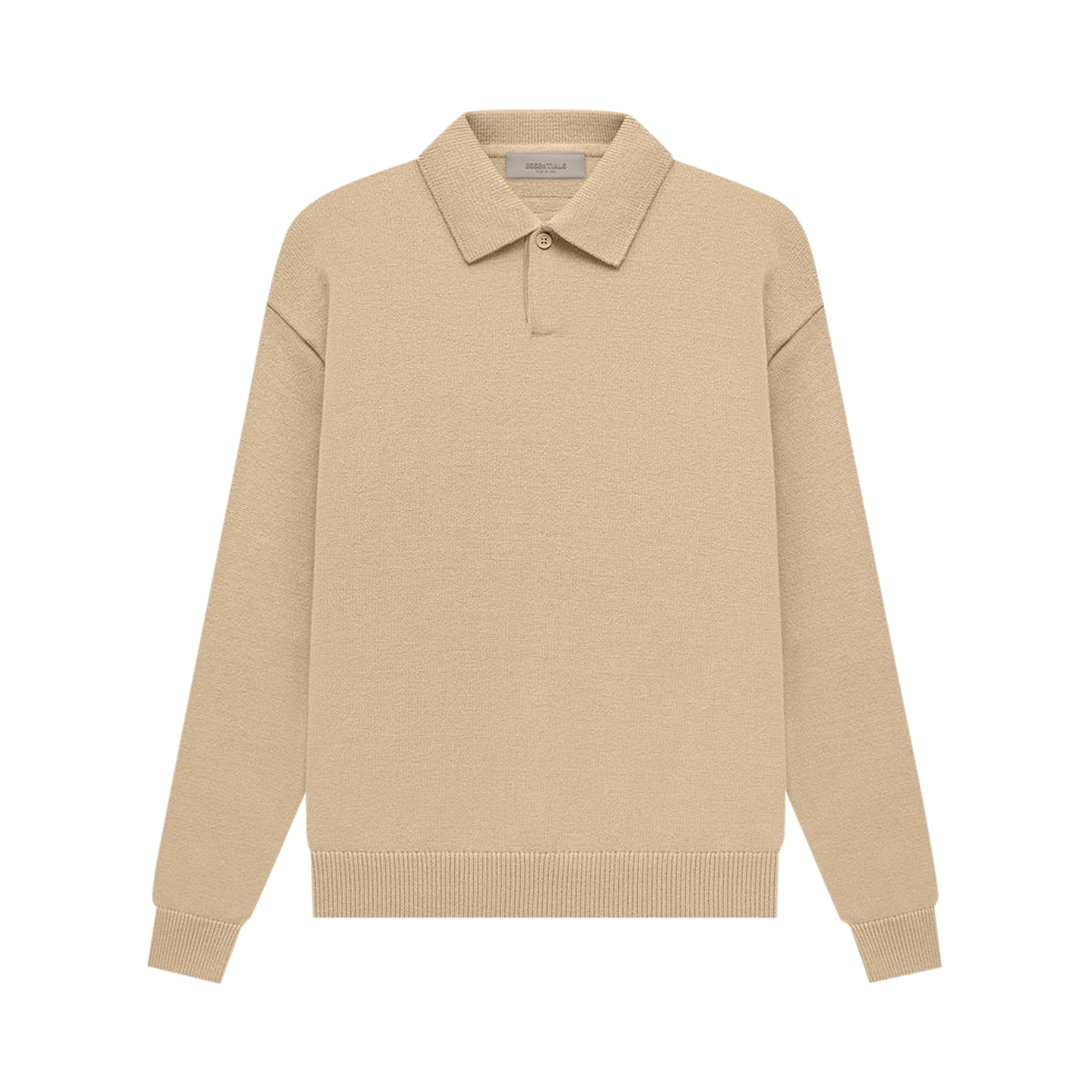 Pre-owned Essentials Fear Of God  Knit Long-sleeve Polo 'sand' In Tan