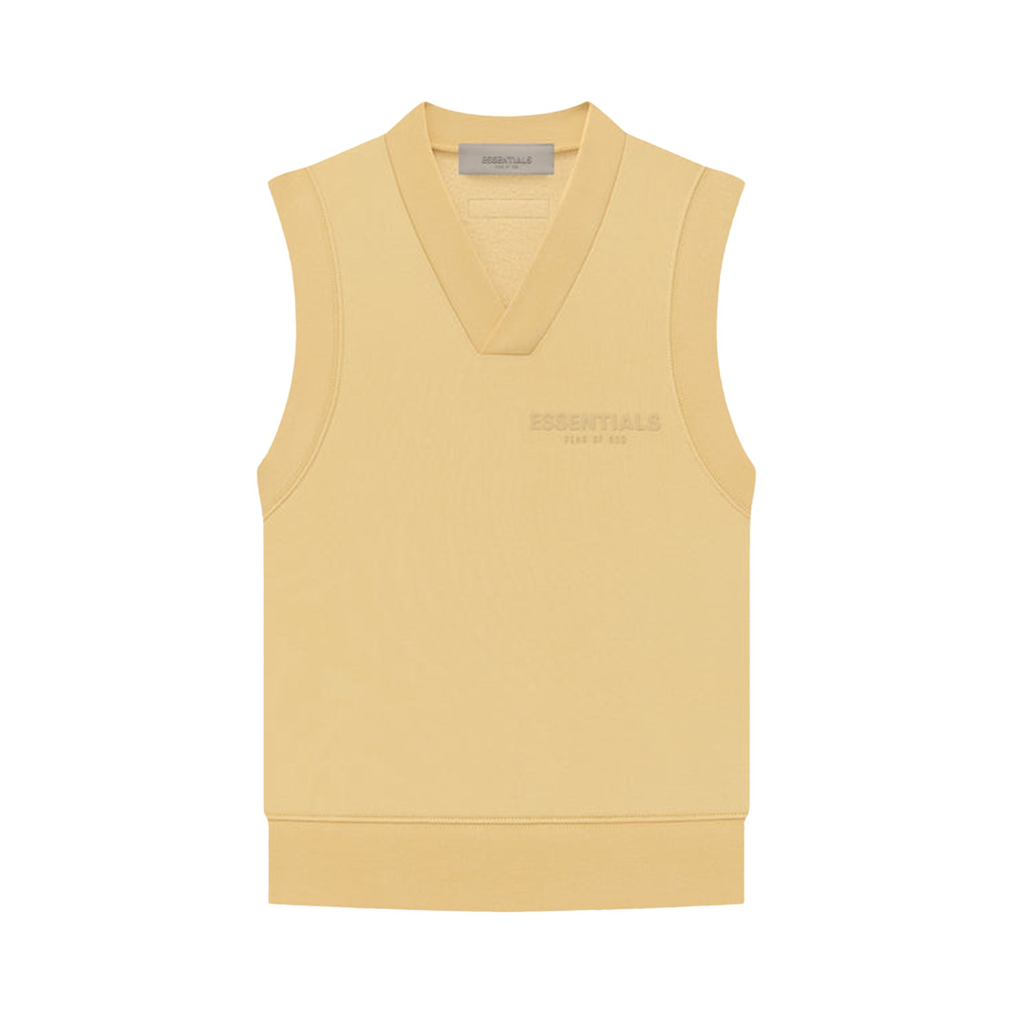 Pre-owned Essentials Fear Of God Pullover V-neck Vest 'light Tuscan' In Yellow