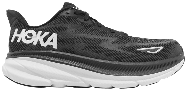 HOKA Clifton 9 2E Wide Black White