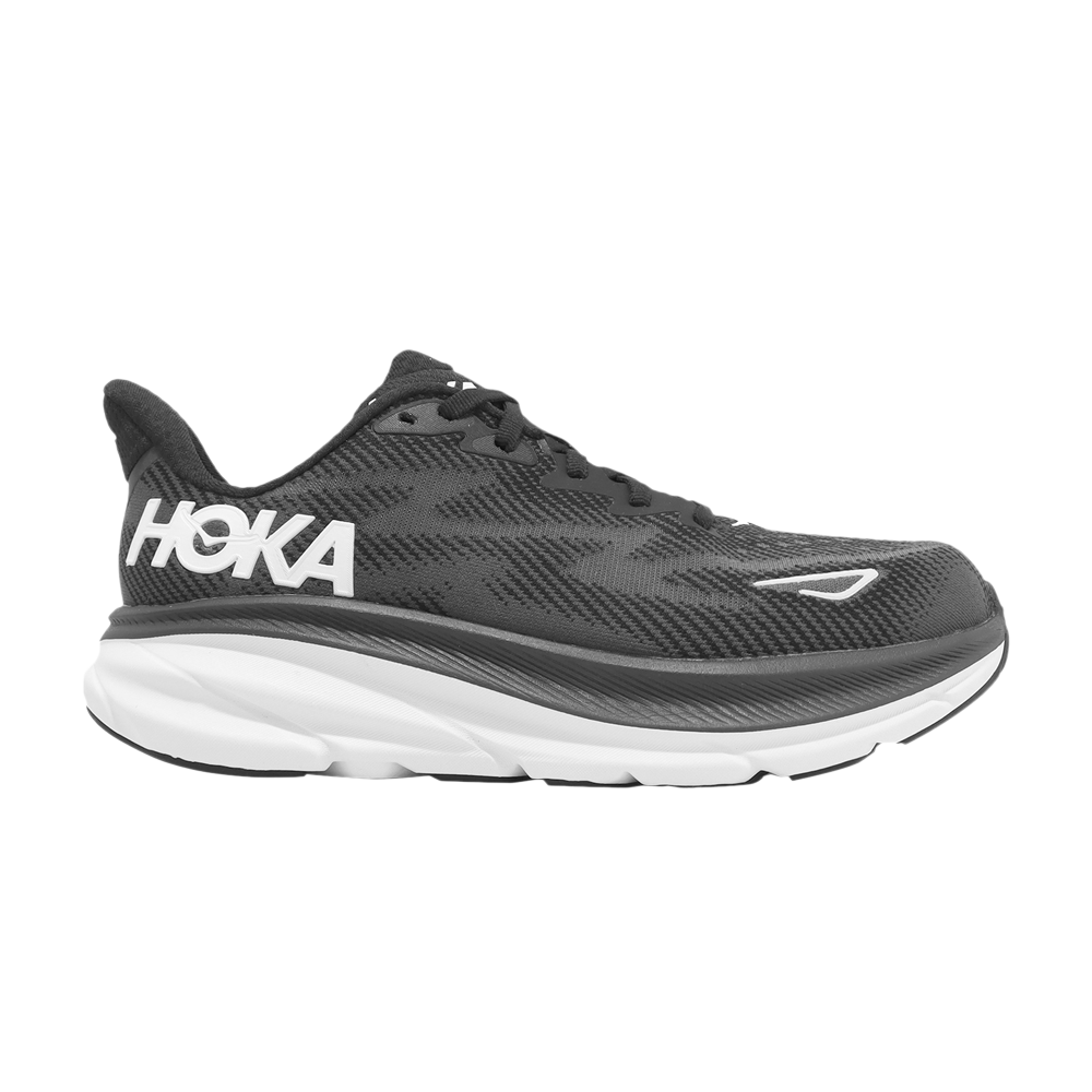 Pre-owned Hoka One One Wmns Clifton 9 Wide 'black White'