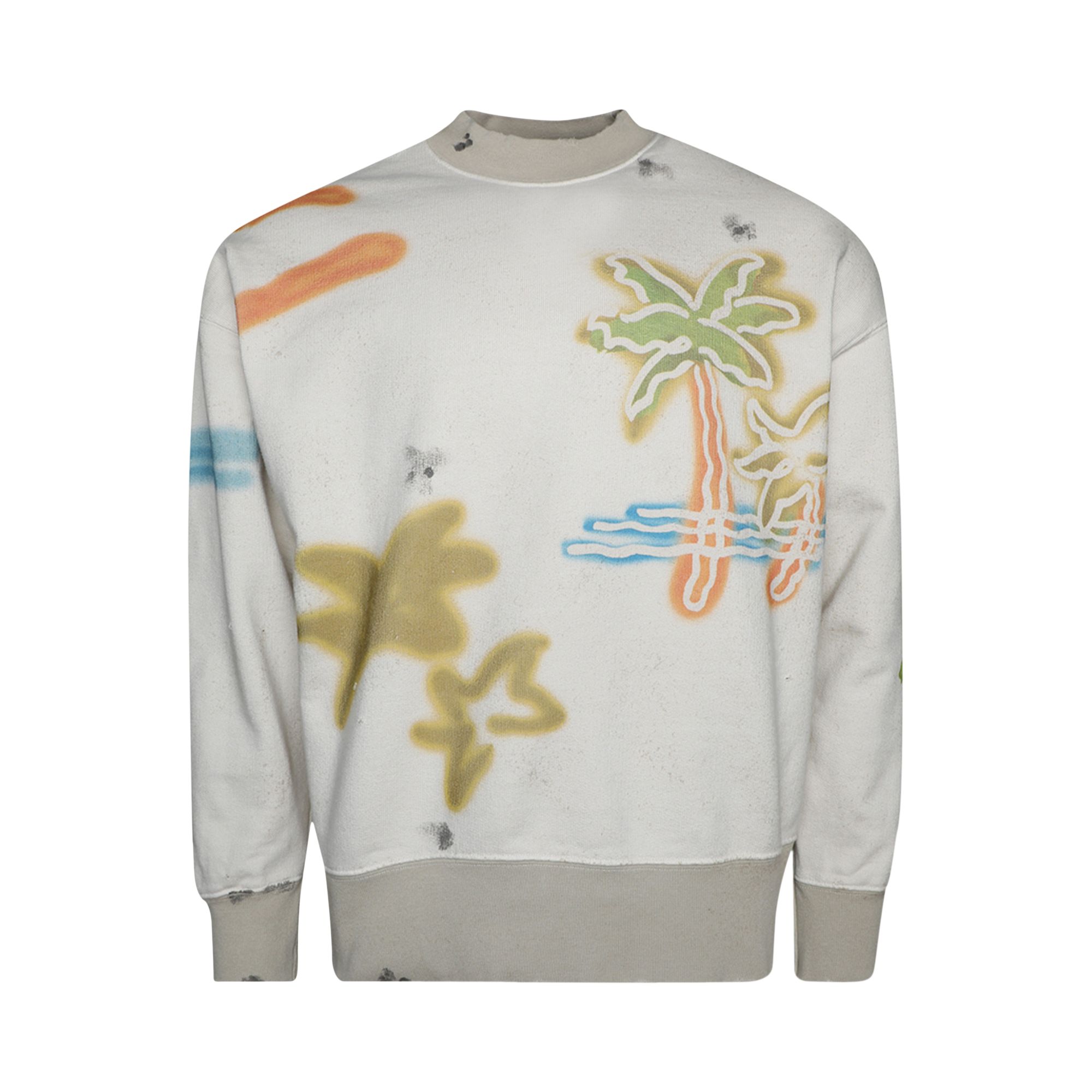 Palm Angels Neon Palm Crew Sweatshirt 'Off White/Multicolor' | Men's Size S