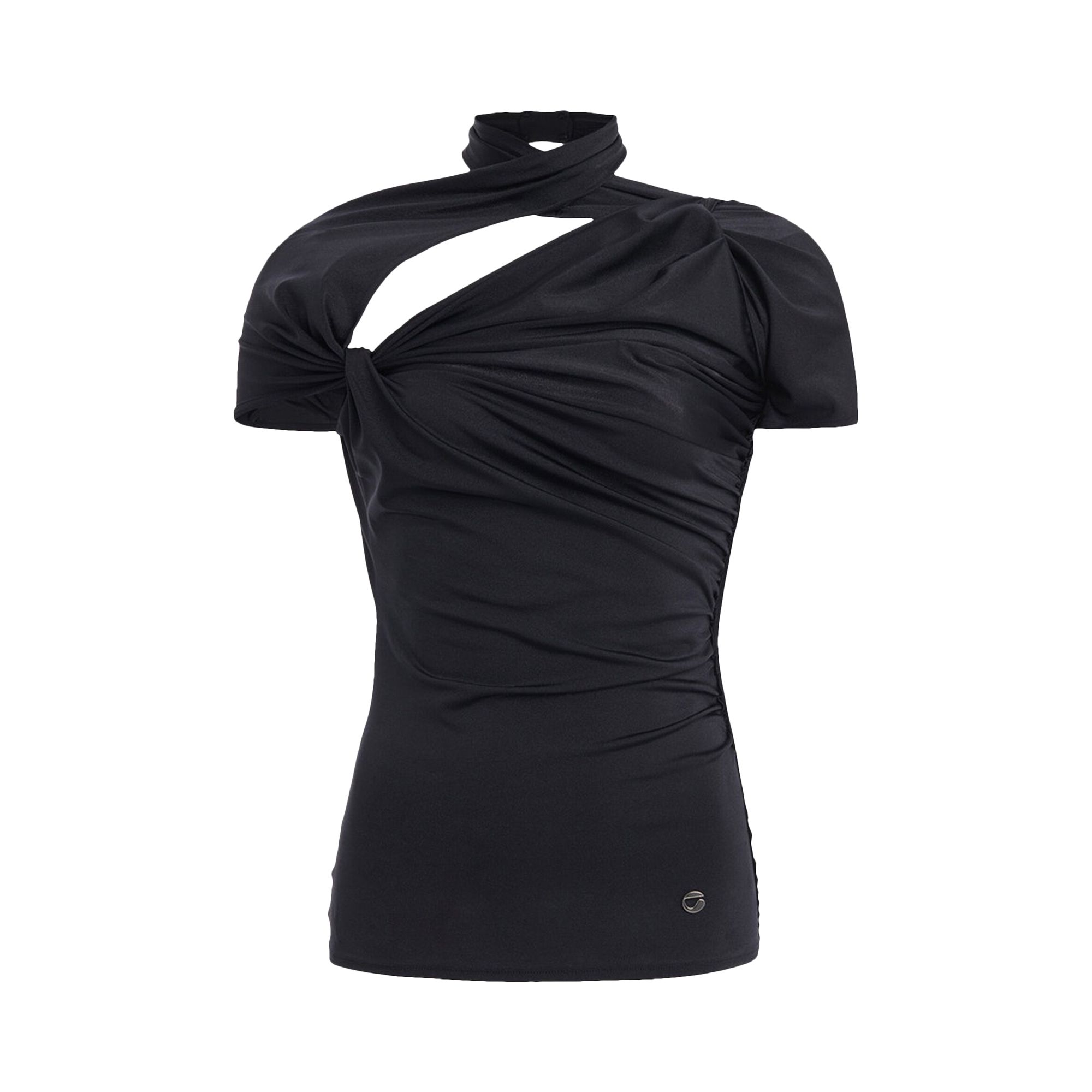 Pre-owned Coperni Asymmetric Draped Jersey Top 'black'
