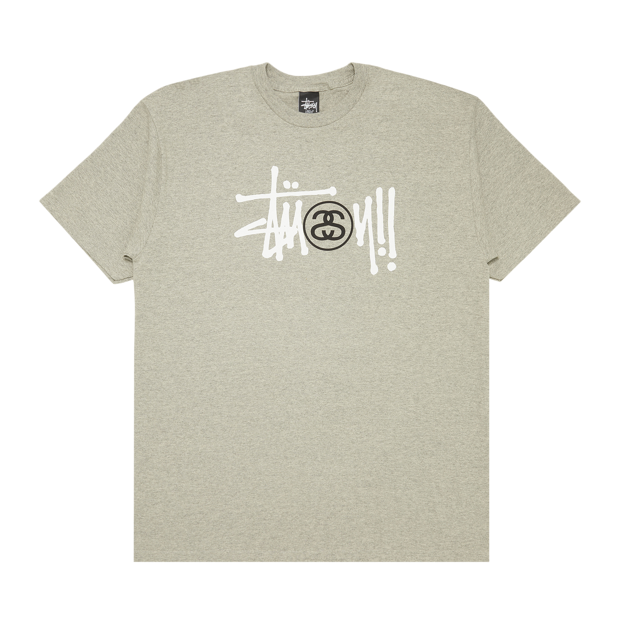 Pre-owned Stussy Basic Logo Ss Stock Tee 'grey Heather'