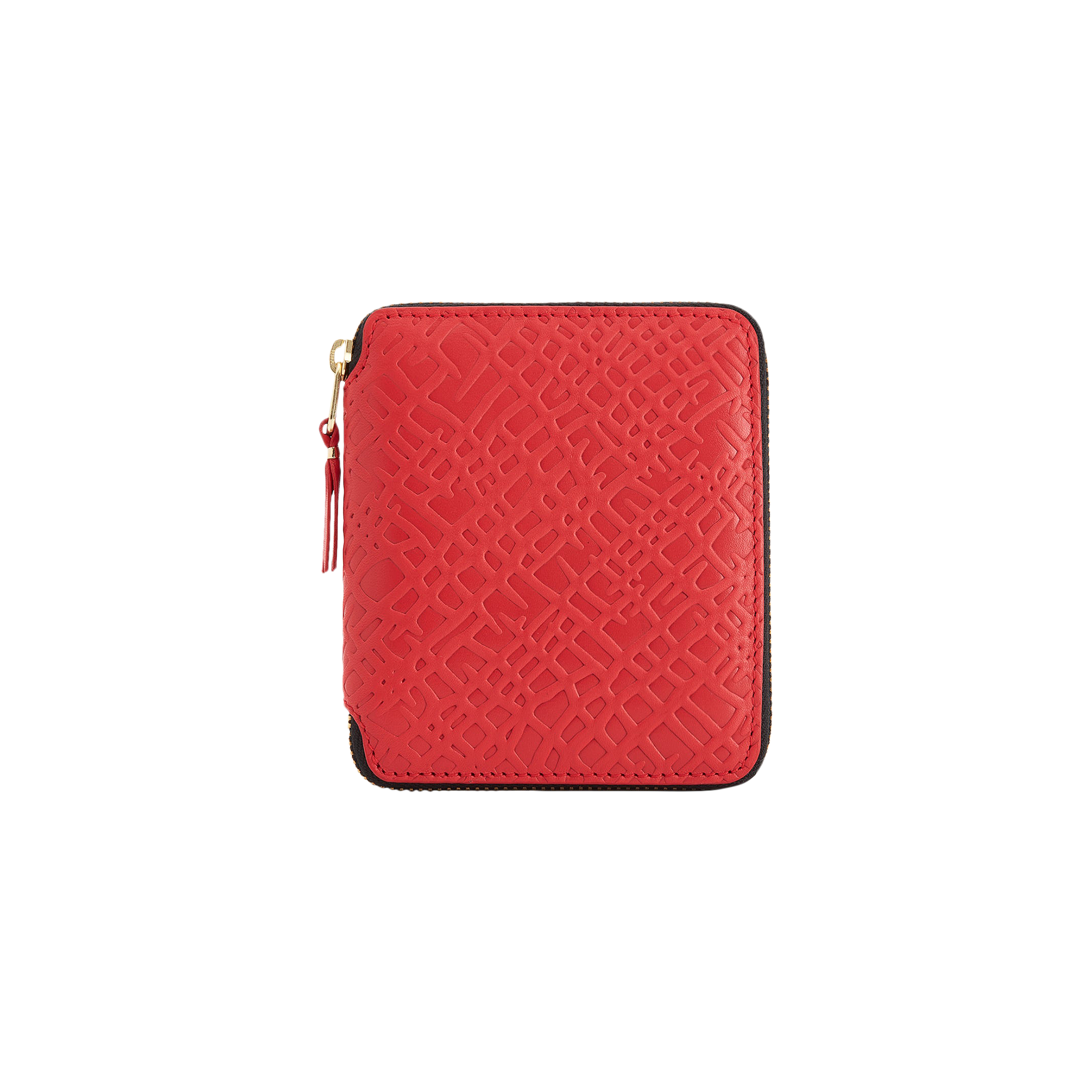 Pre-owned Comme Des Garçons Embossed Roots Zip Around Wallet 'red'