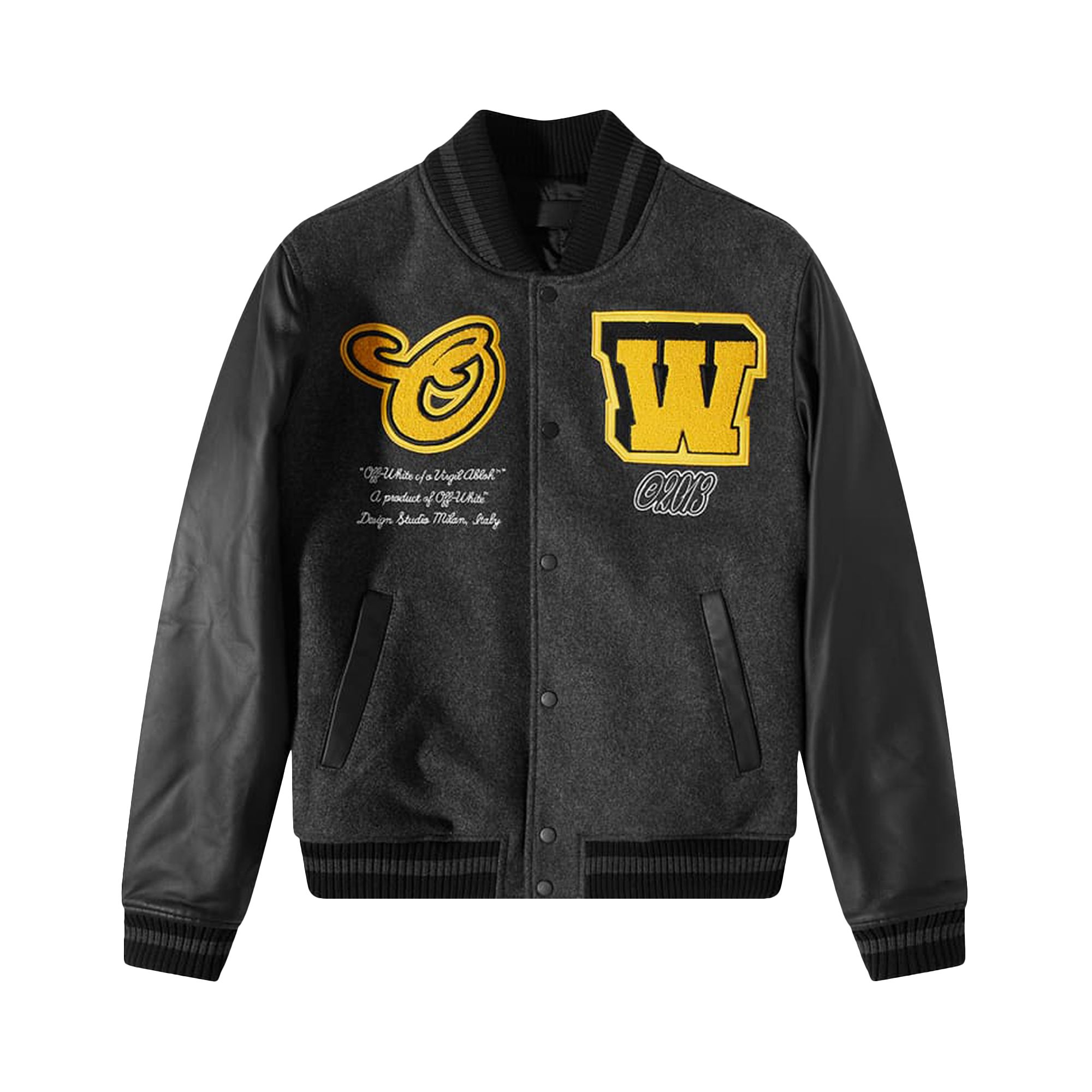Pre-owned Off-white Vars Cat Leather Jacket 'black/yellow' | Men's Size 48