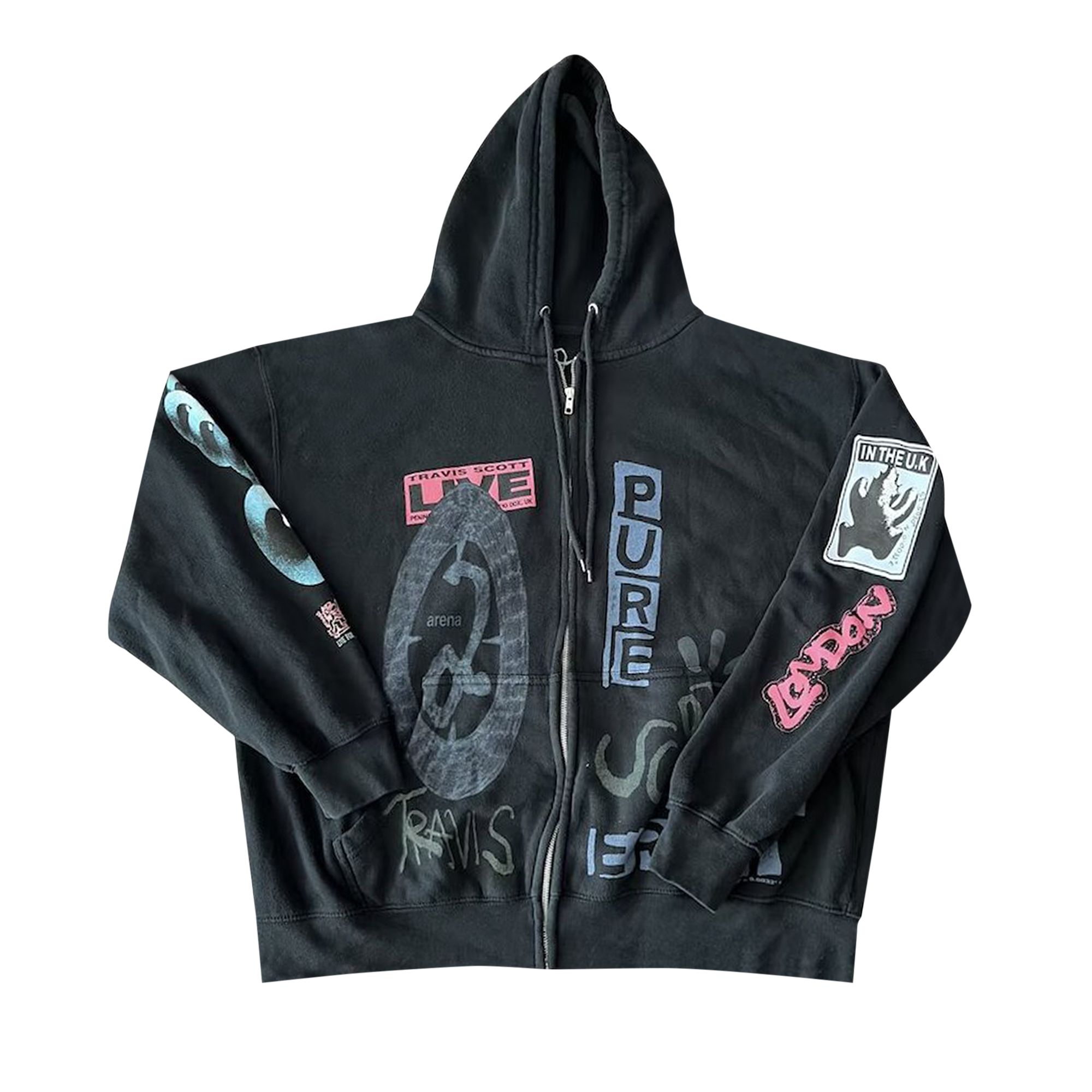 Cactus Jack by Travis Scott O2 Live Full Zip Hoodie 'Black' | Men's Size XL