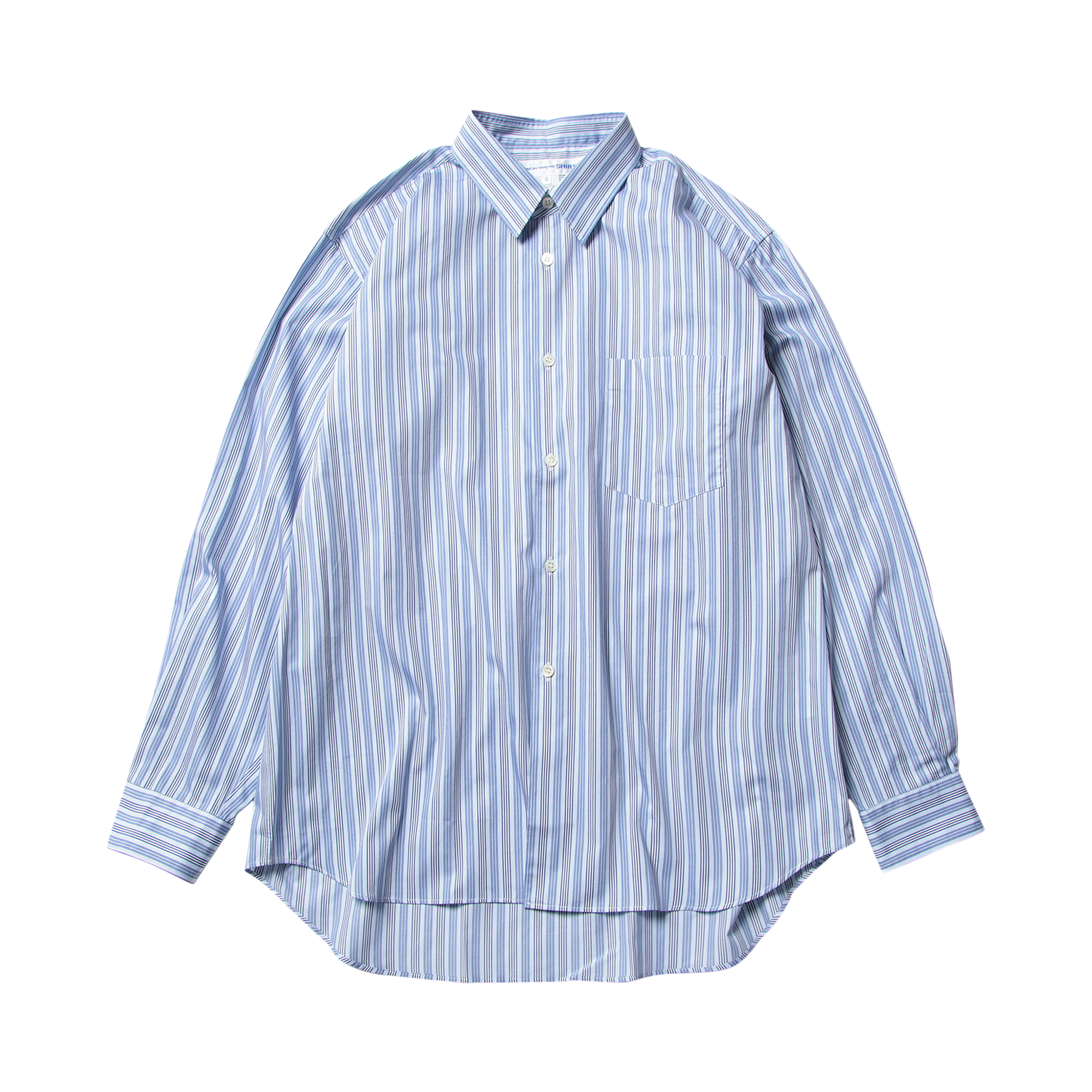 Pre-owned Comme Des Garçons Shirt Yarn Dyed Poplin Wide Classic Shirt 'blue'