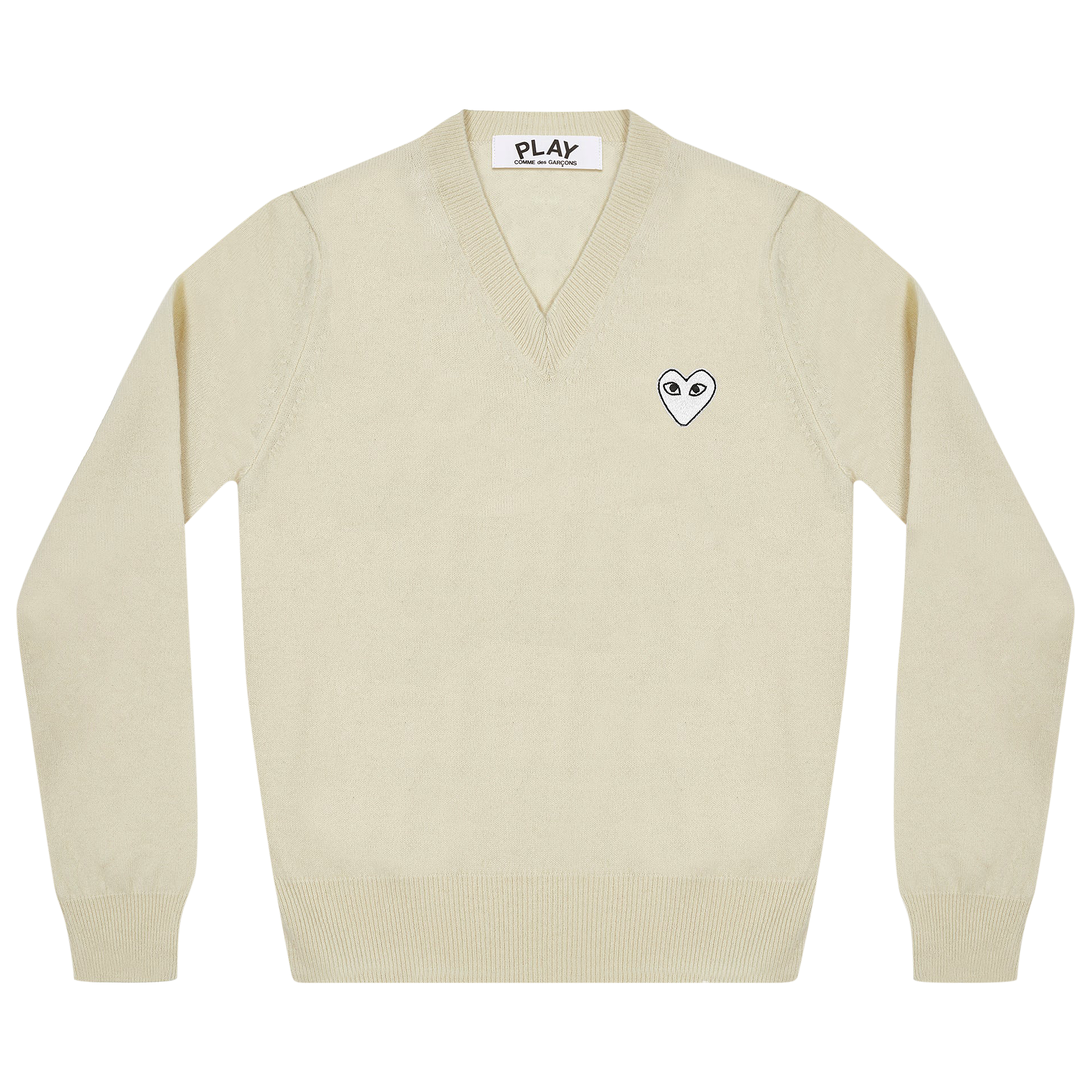 Pre-owned Comme Des Garçons Play Heart Pullover 'beige' In Tan