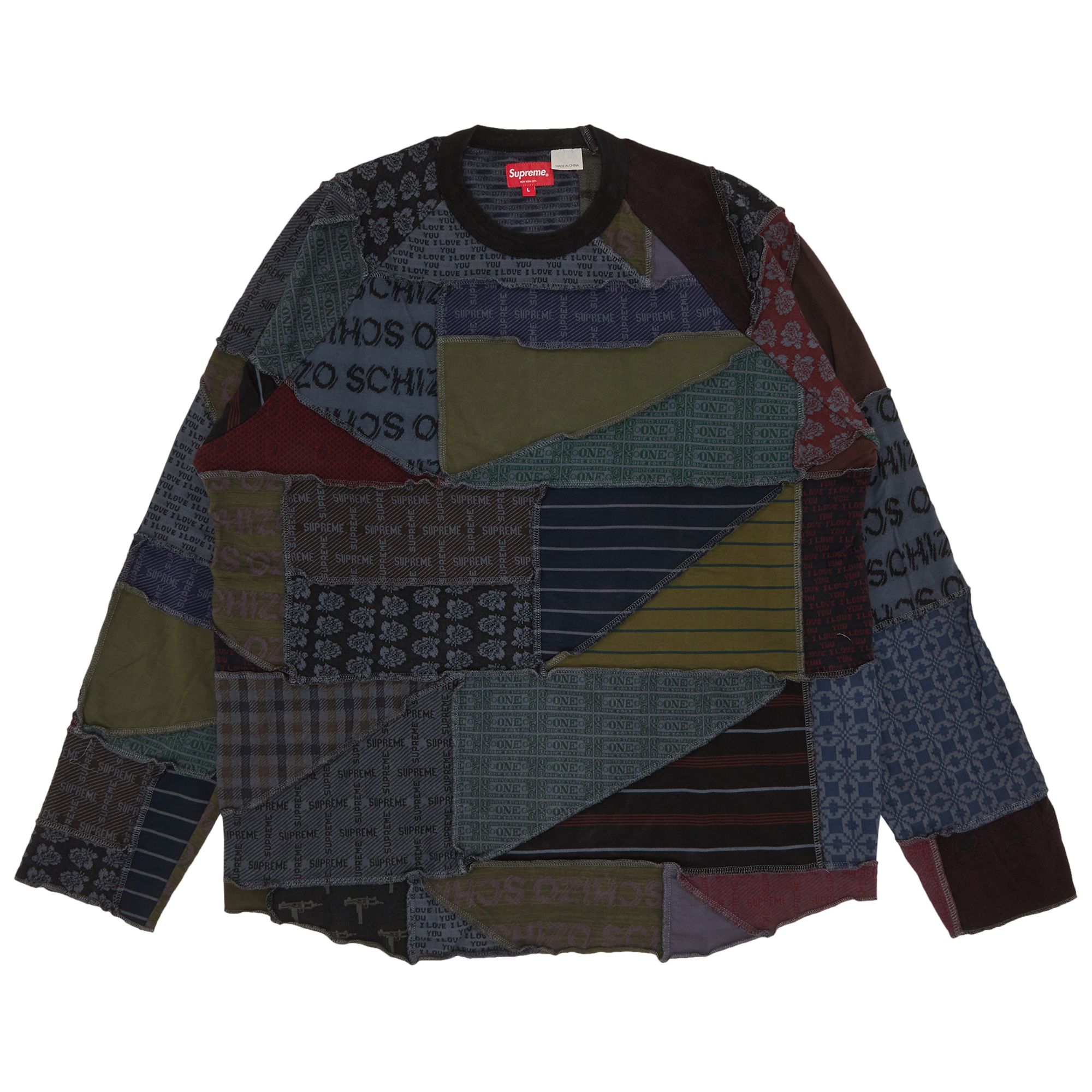 Supreme Patchwork Jacquard Long-Sleeve Top 'Black' | Men's Size S