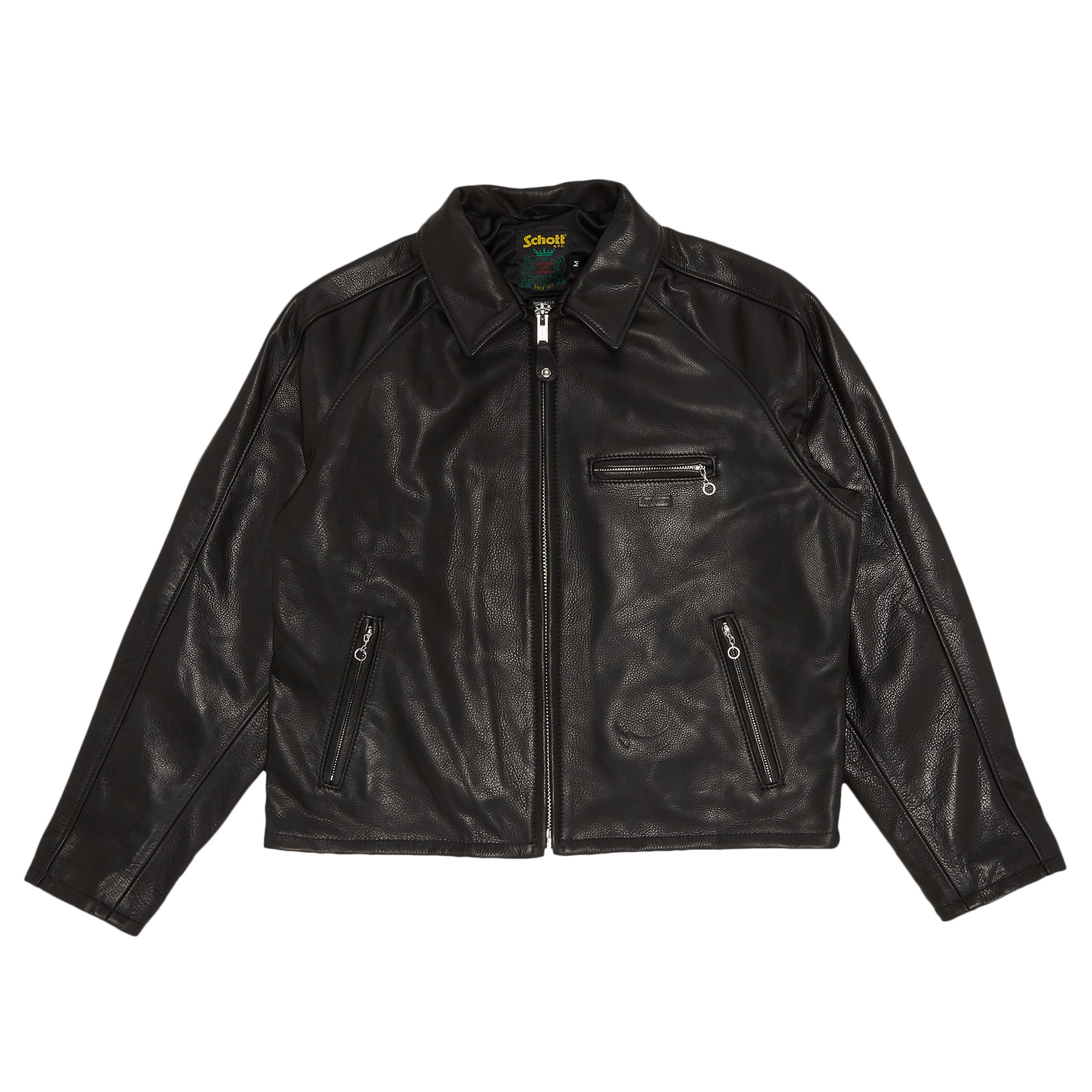 Pre-owned Supreme X Schott Leather Racer Jacket 'black'