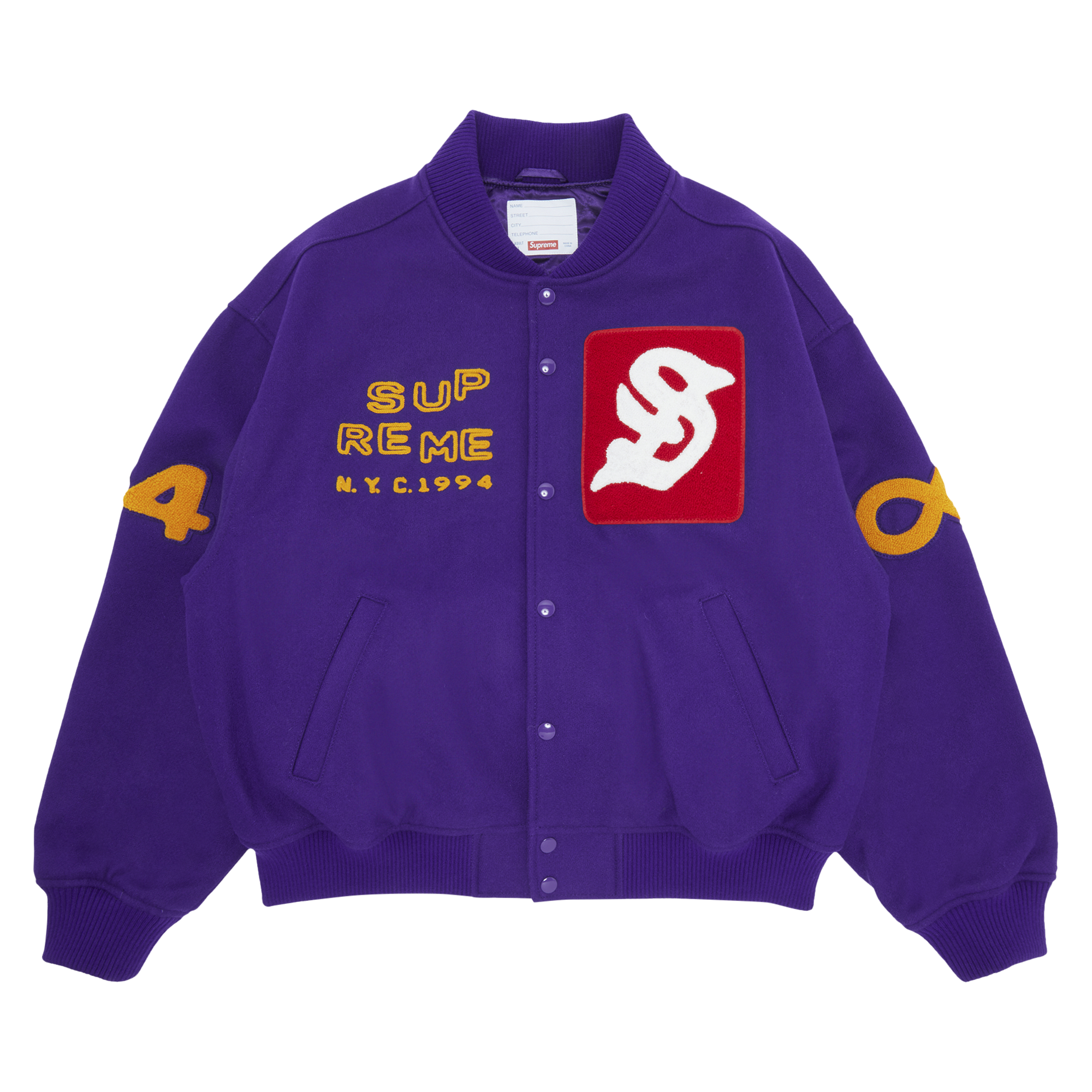 Pre-owned Supreme Tourist Varsity Jacket 'purple'