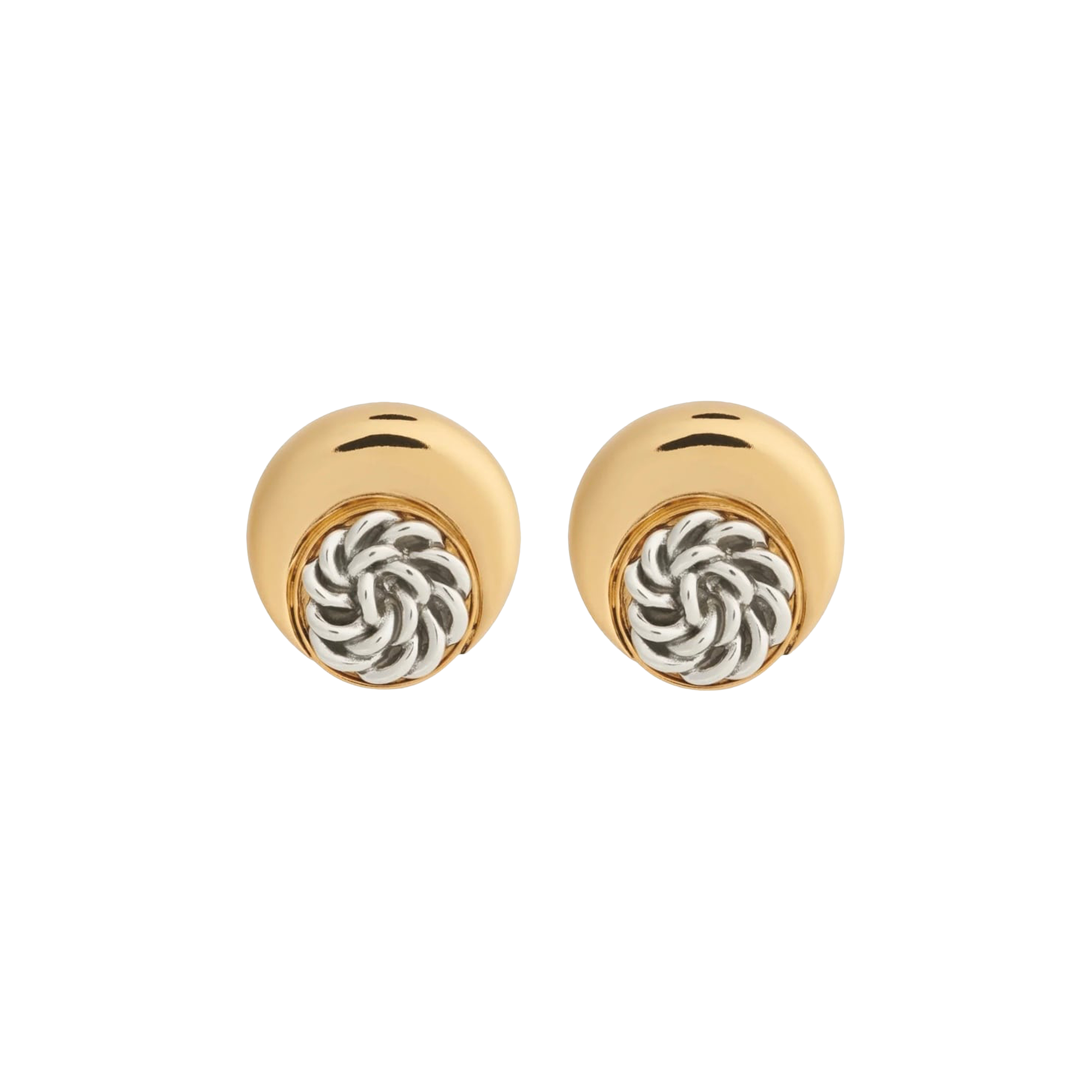 Pre-owned Marine Serre Regenerated Buttons Moon Earrings 'gold'