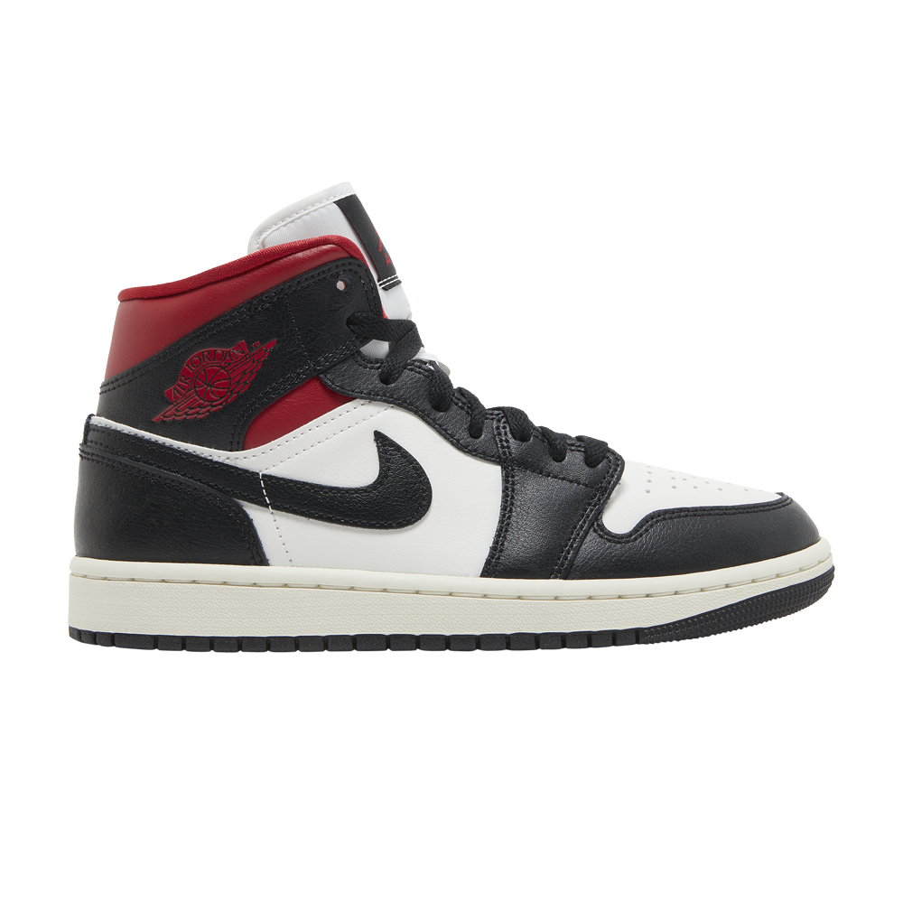 Pre-owned Air Jordan Wmns  1 Mid 'black Sail Gym Red' In White