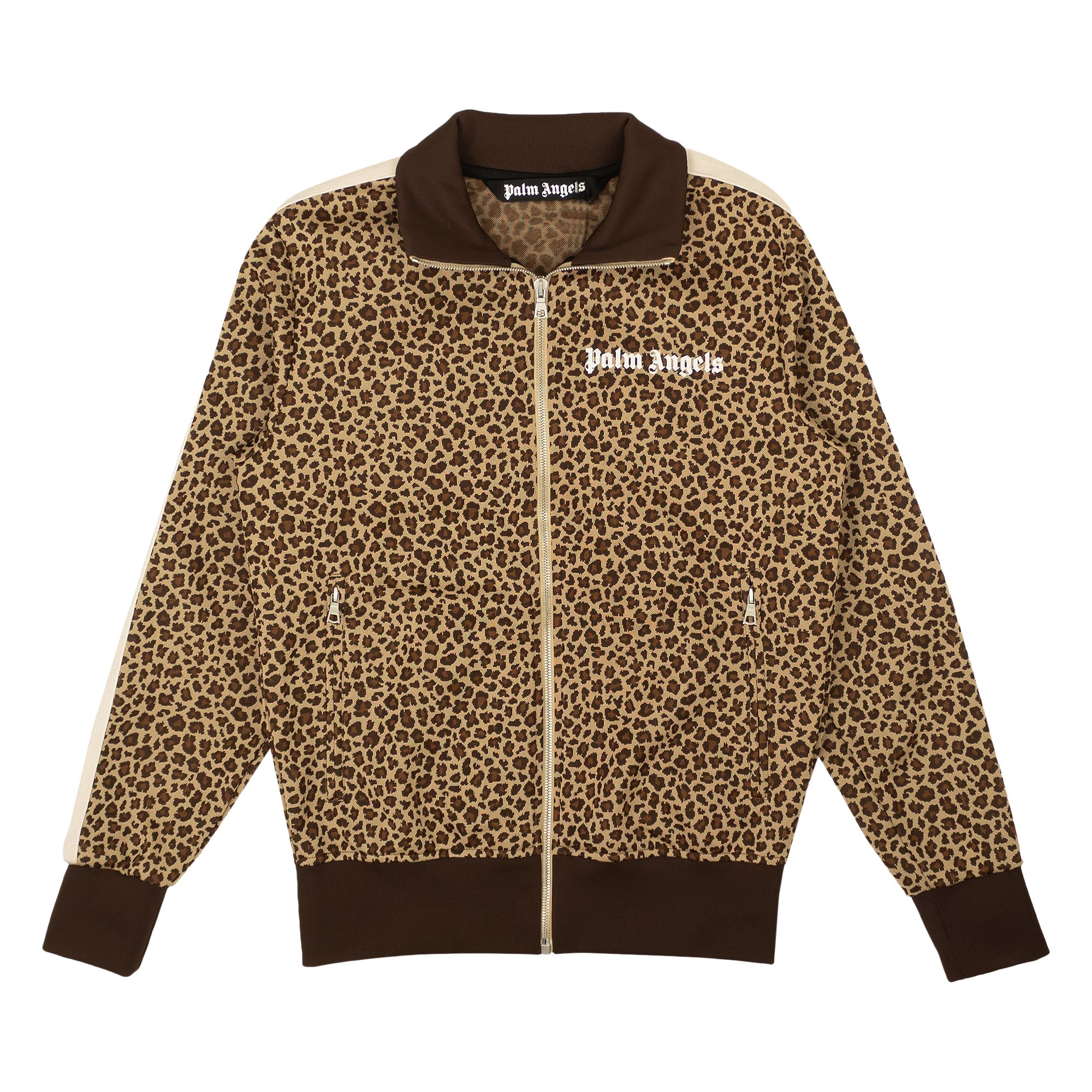 Palm Angels Leopard Jacquard Track Jacket 'Beige/Off White' | Brown | Men's Size L