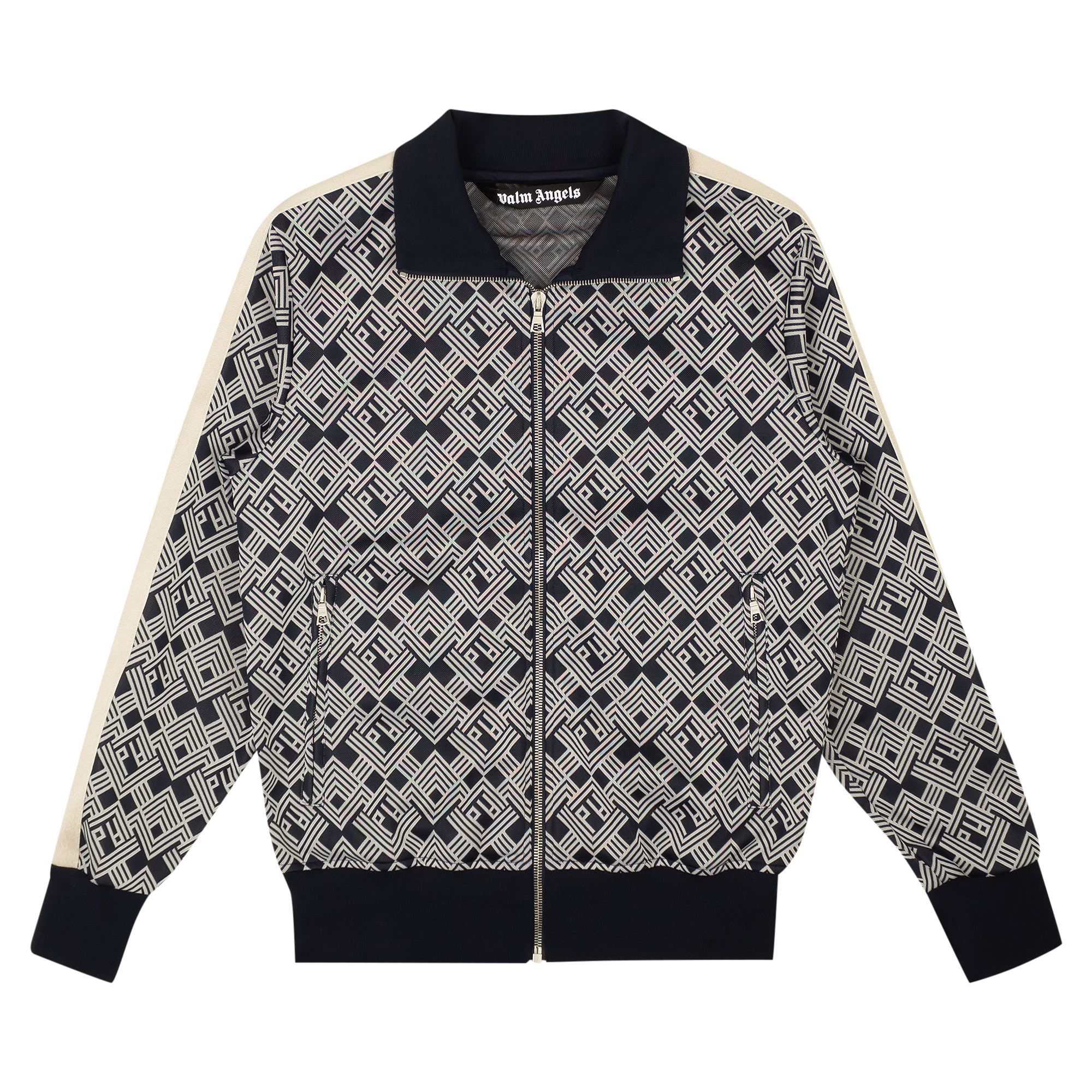 Palm Angels PA Jaquard Track Jacket 'Navy Blue/Off White' | Men's Size M