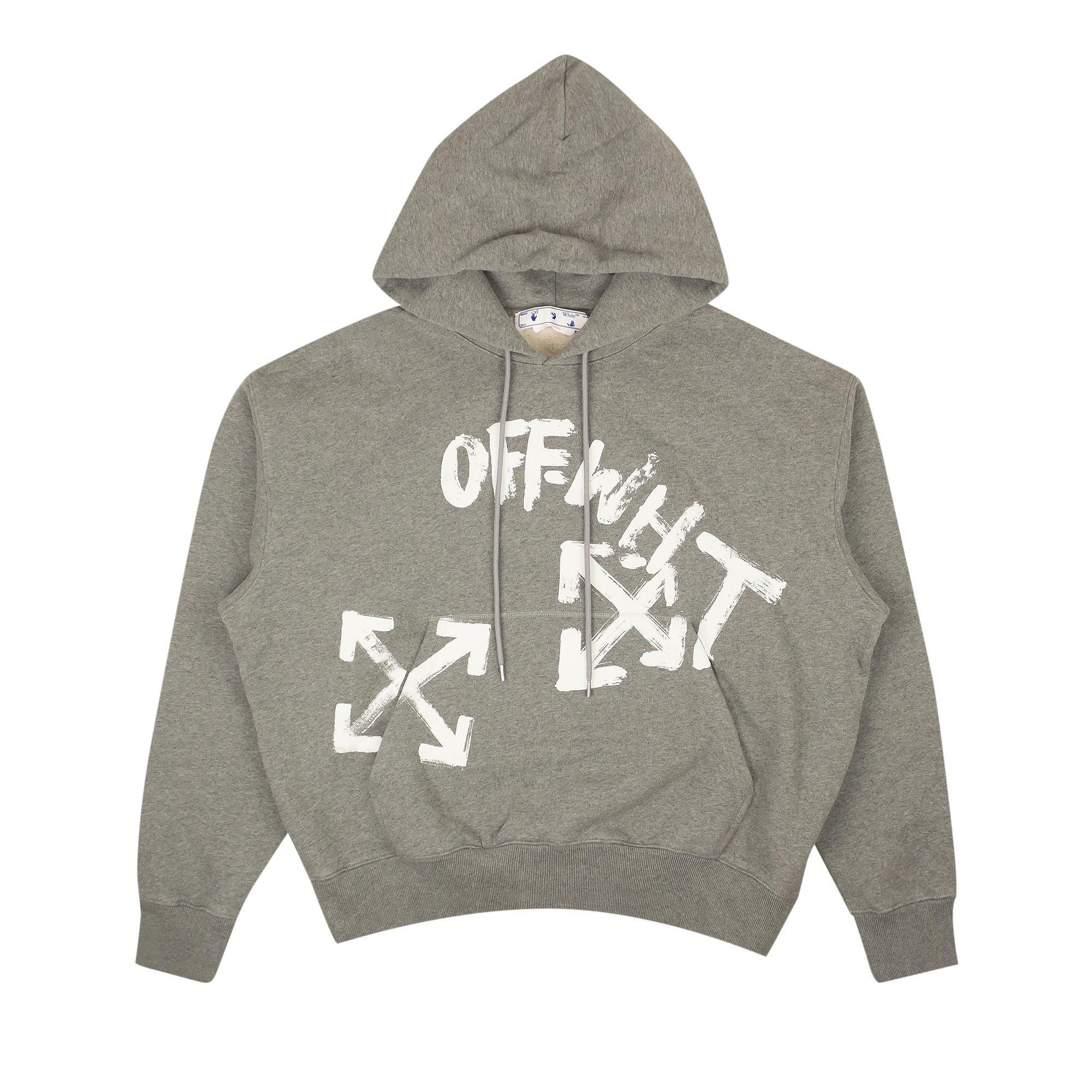 Pre-owned Off-white Paint Script Skate Hoodie 'melange Grey/white'