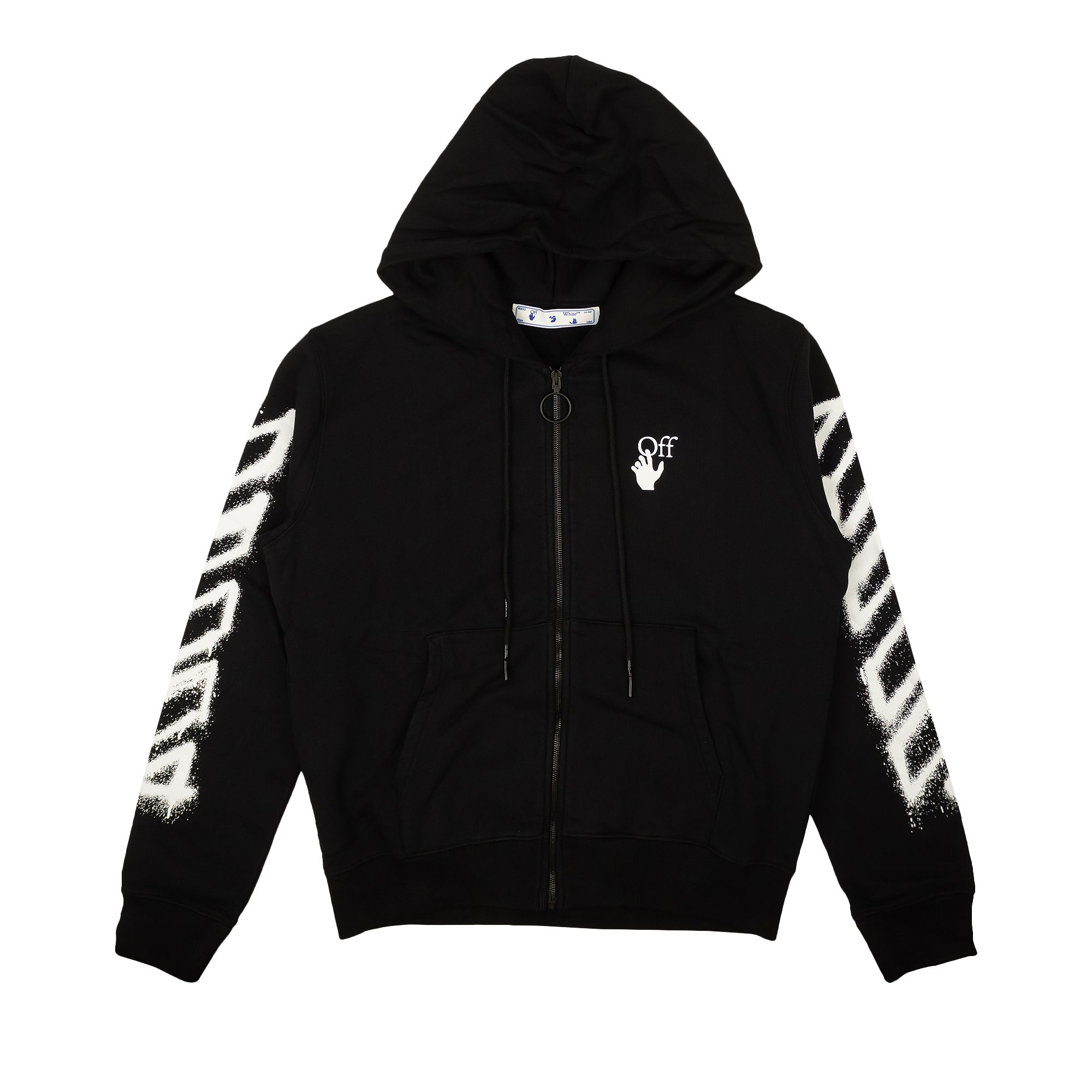 Pre-owned Off-white Spray Marker Zip Hoodie 'black' | Men's Size Xxl