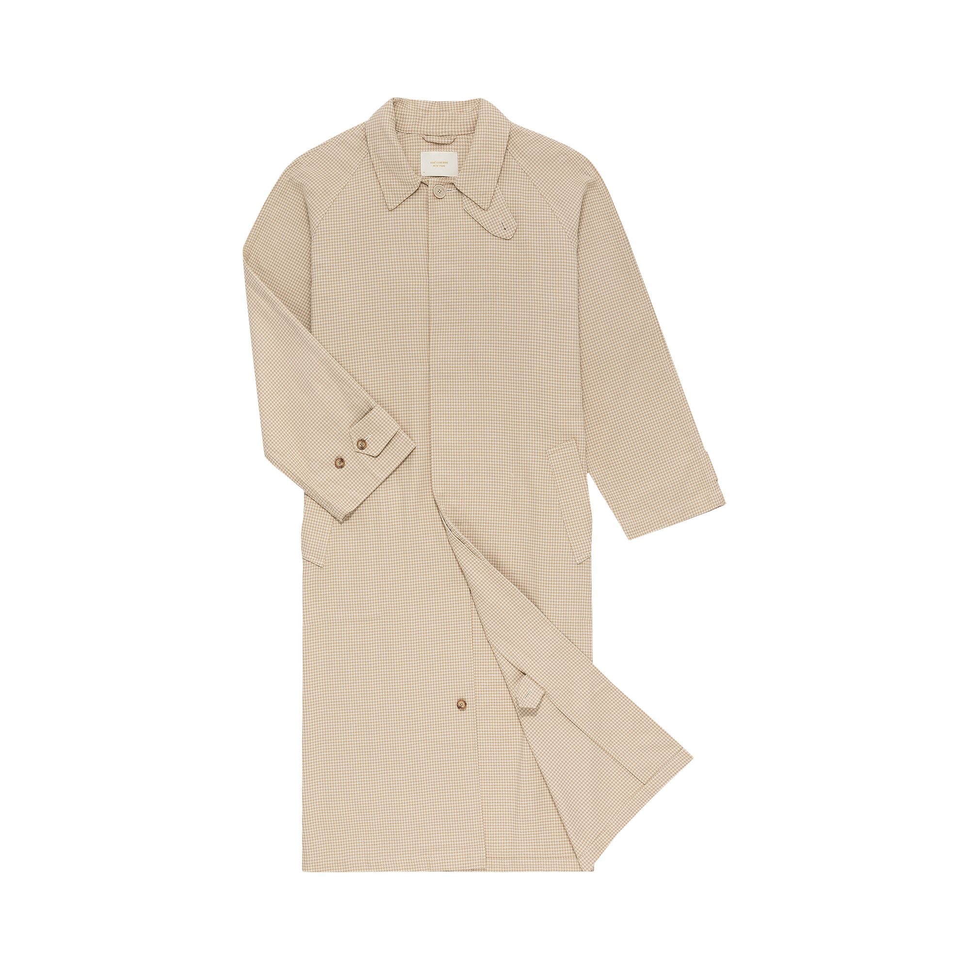 Pre-owned Aimé Leon Dore Lightweight Topcoat 'micro Houndstooth' | Cream | Men's Size Xs In White