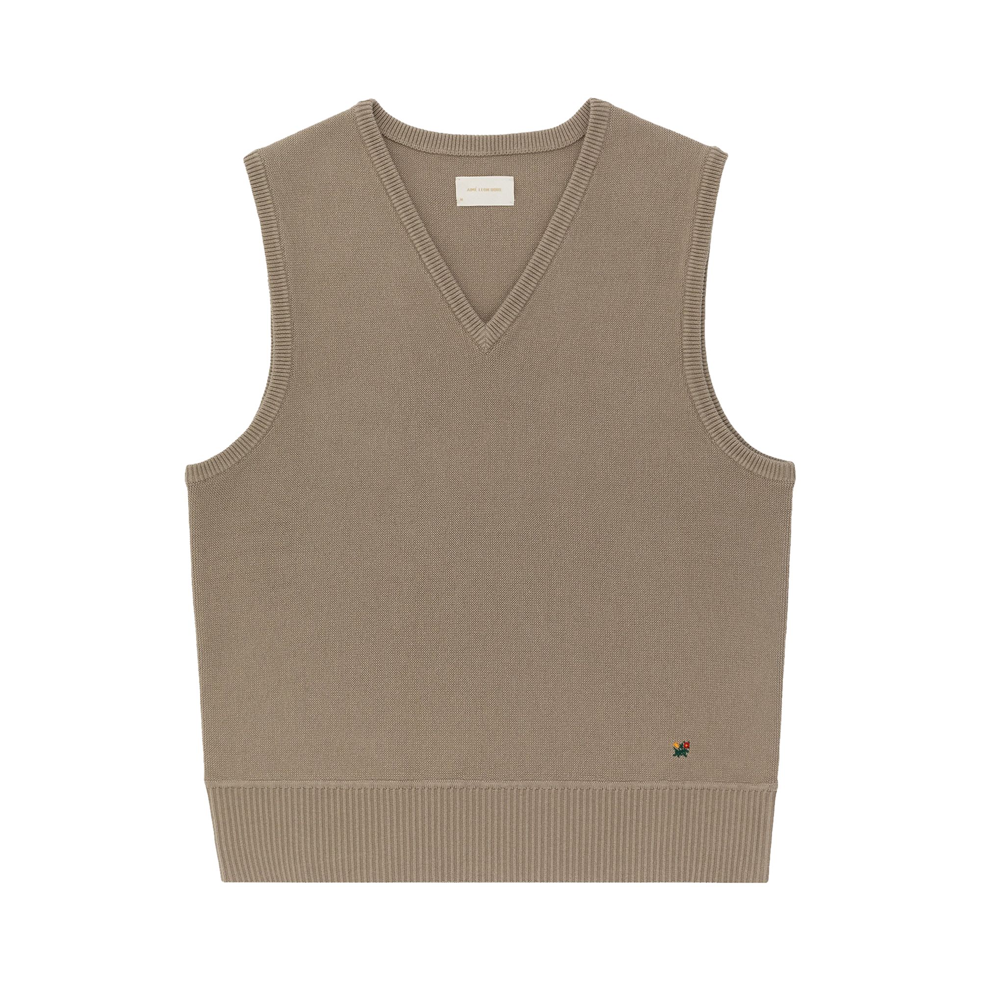 Pre-owned Aimé Leon Dore Knit V-neck Vest 'laurel Oak' | Brown | Men's Size M