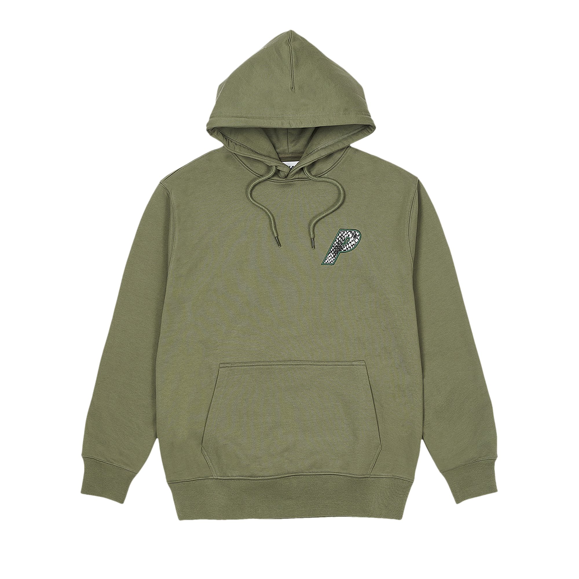 Pre-owned Palace P-3 Snake Appliqué Hood 'olive' In Green